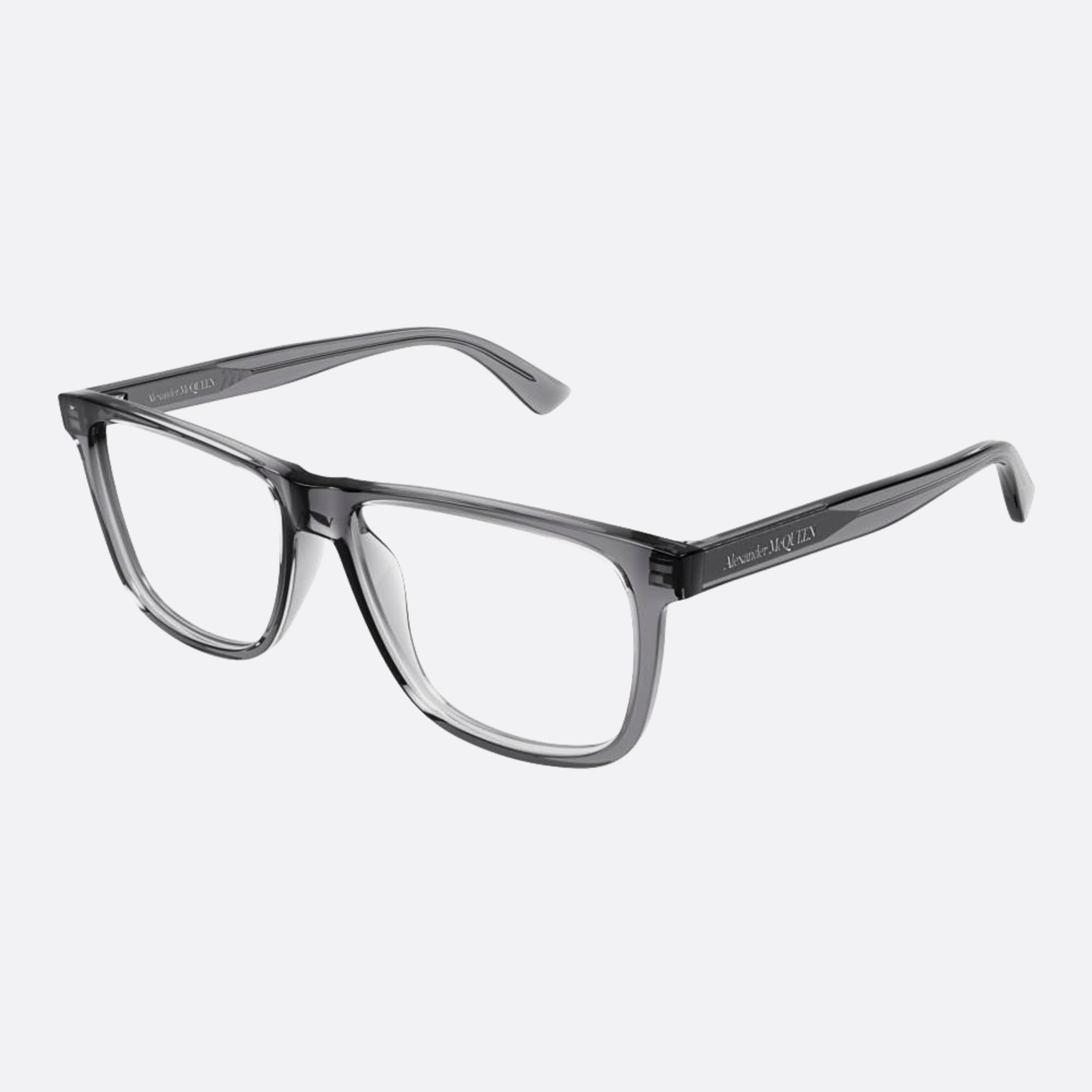 Alexander 56mm Mcqueen Grey Squared Man Eyeglasses - Side View