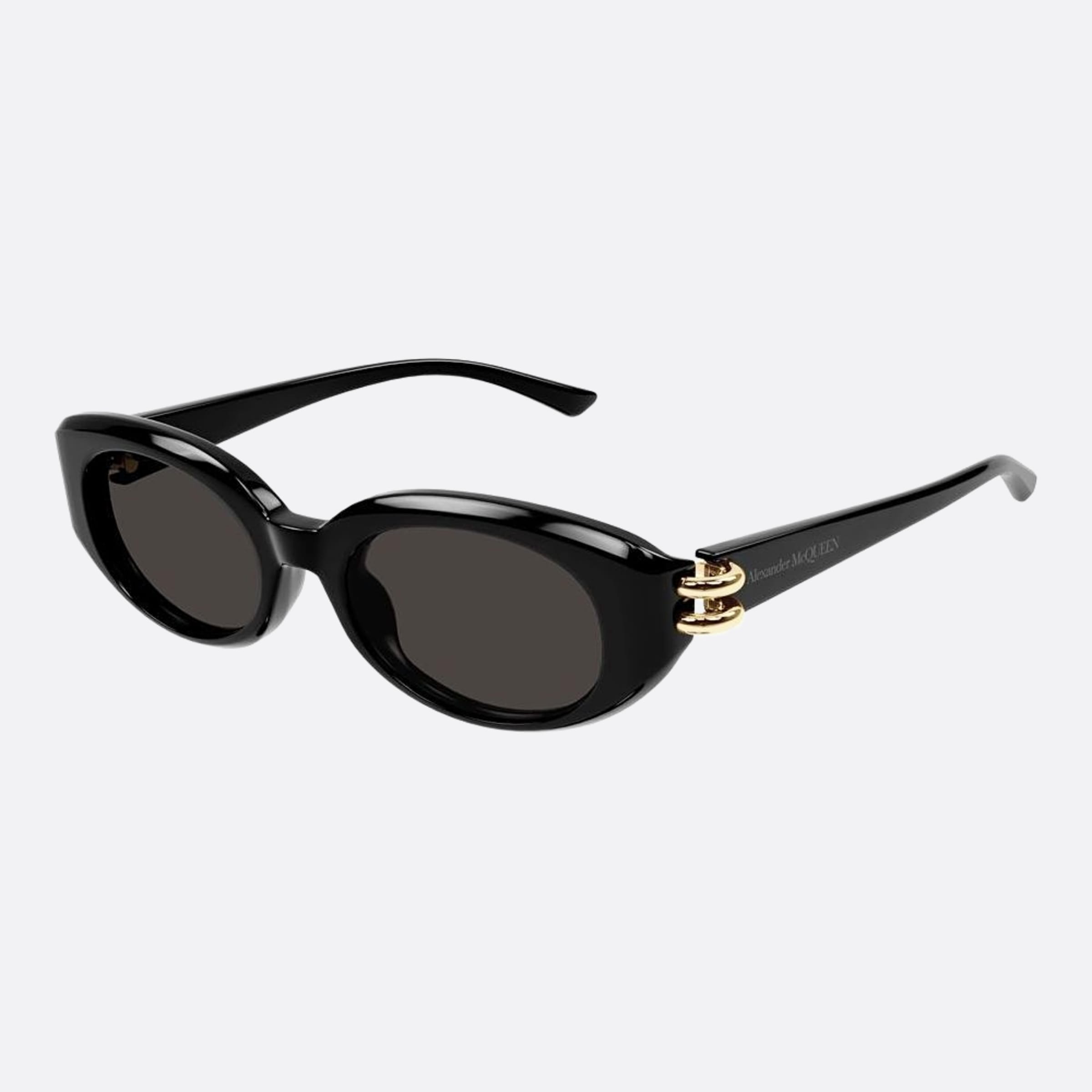 Alexander 50mm Mcqueen Black Oval Woman Sunglasses - Side View