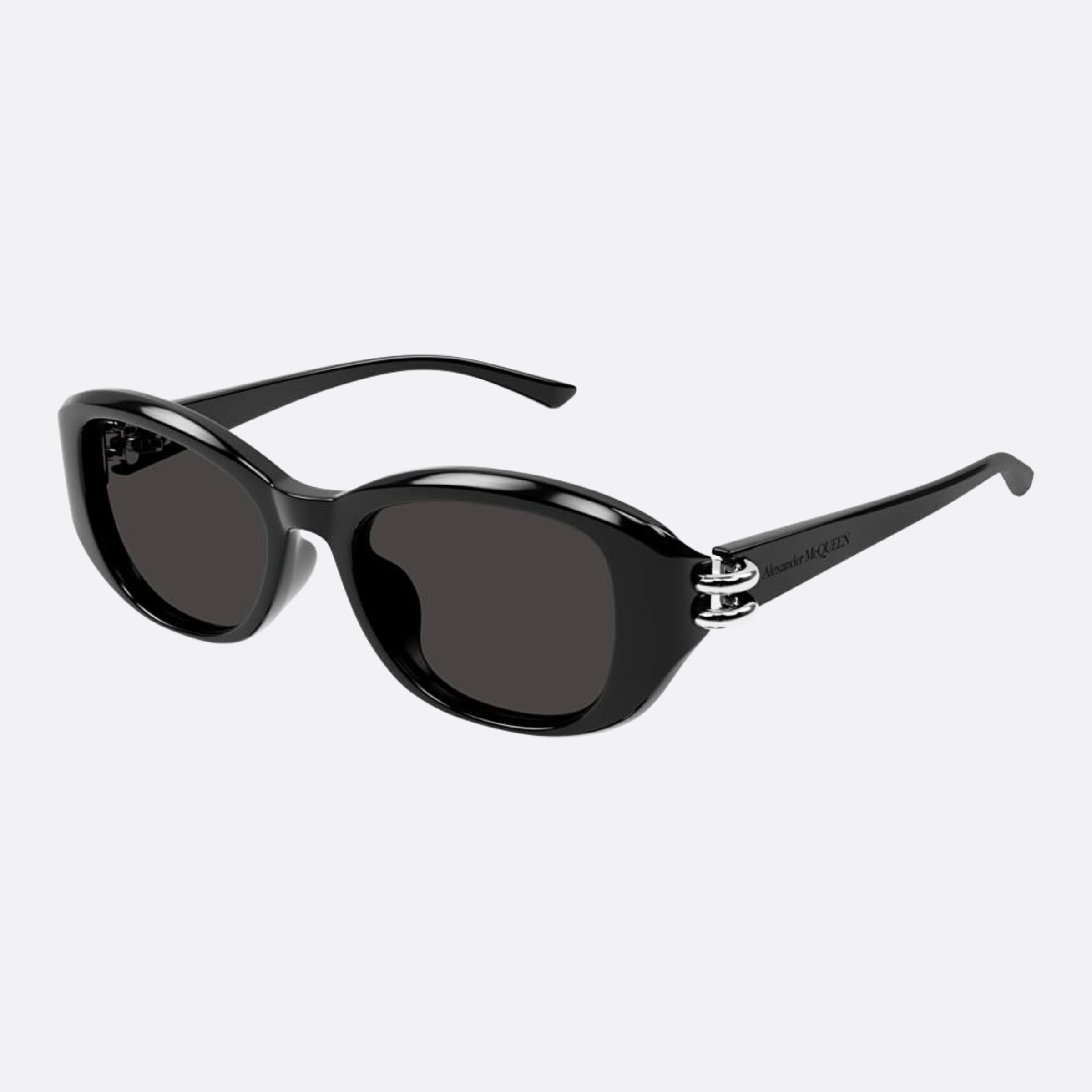 Alexander 54mm Mcqueen Black Oval Women Sunglasses - Side View