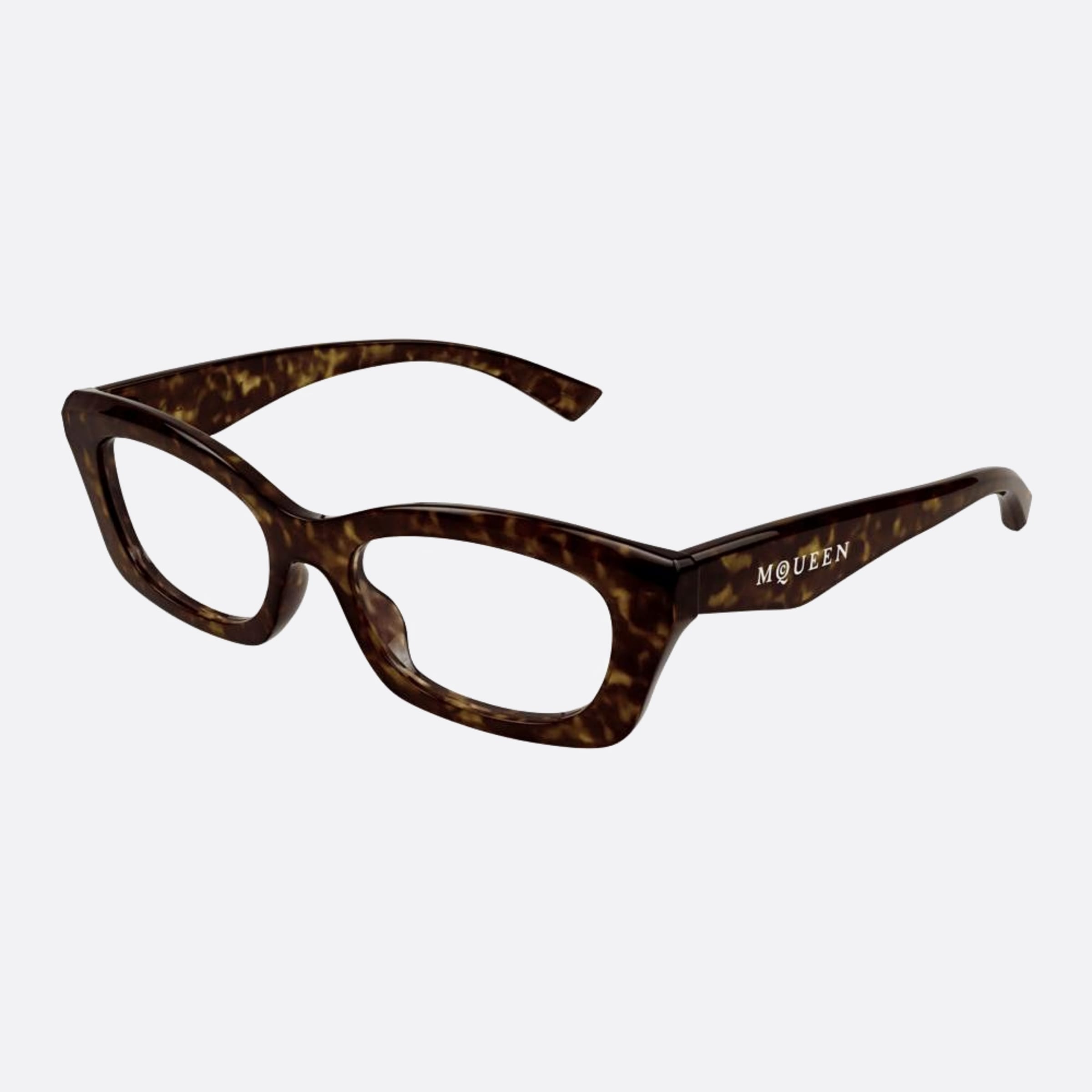 Alexander 52mm Mcqueen Havana Rectangle Woman Eyeglasses - Side View