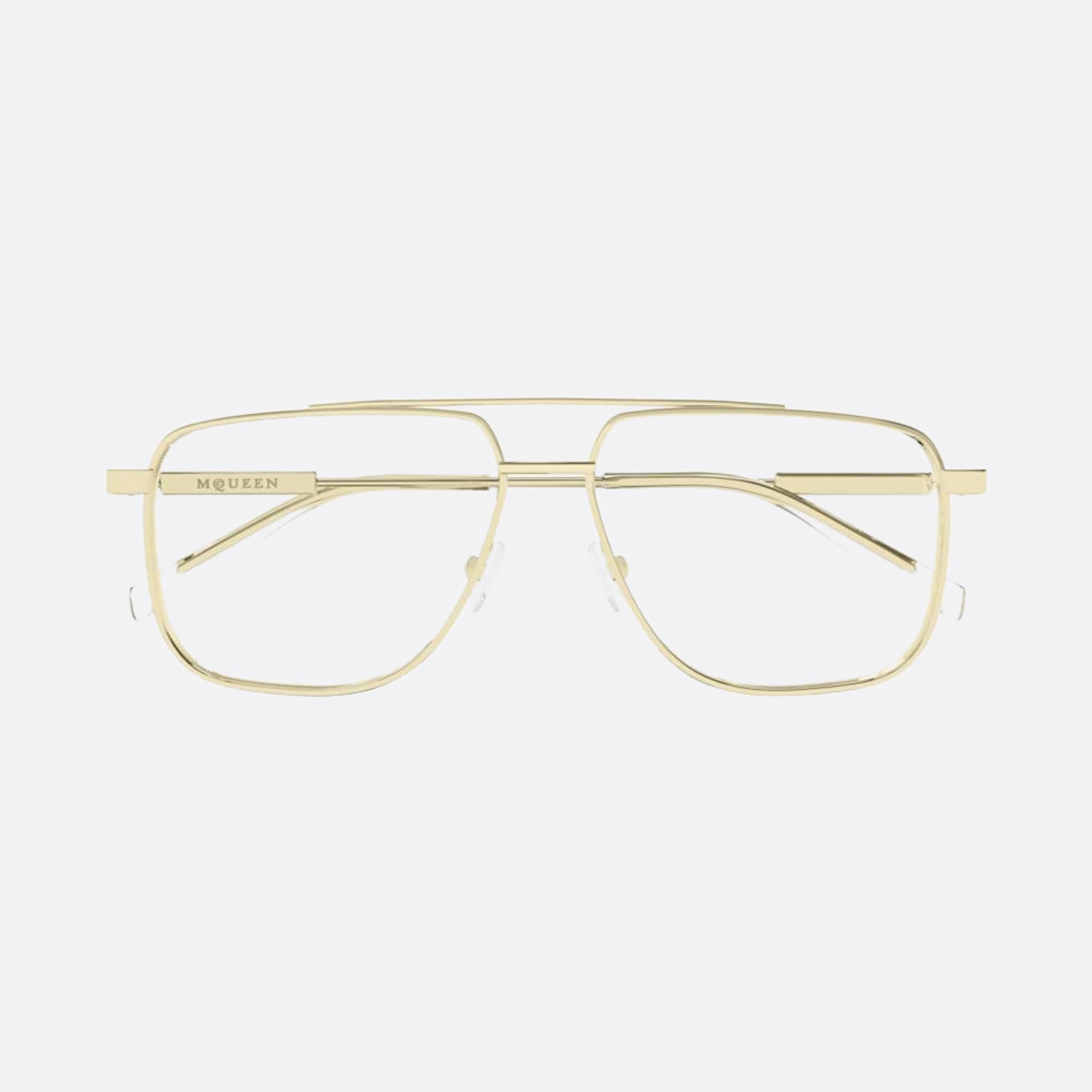 Alexander 57mm Mcqueen Gold Squared Unisex Eyeglasses - Main View