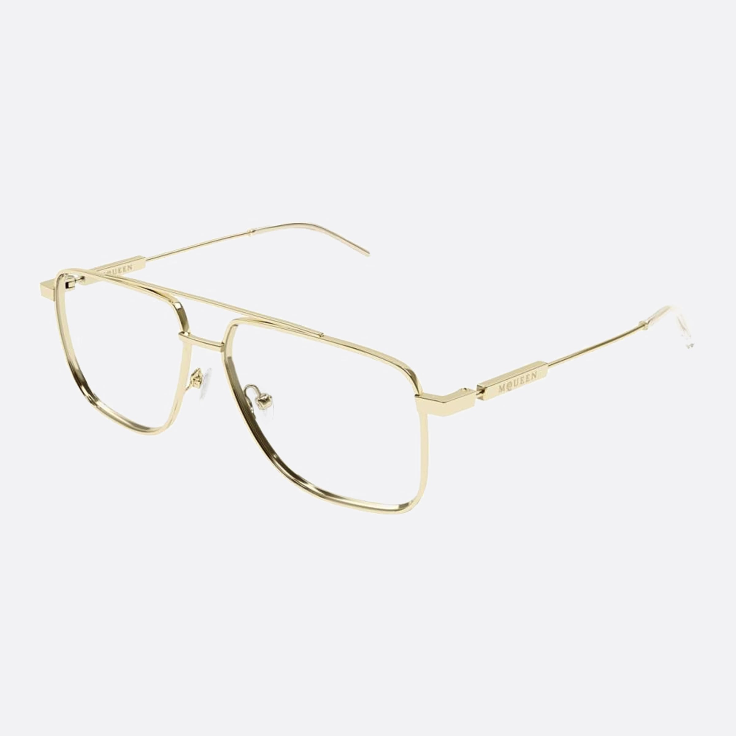 Alexander 57mm Mcqueen Gold Squared Unisex Eyeglasses - Side View