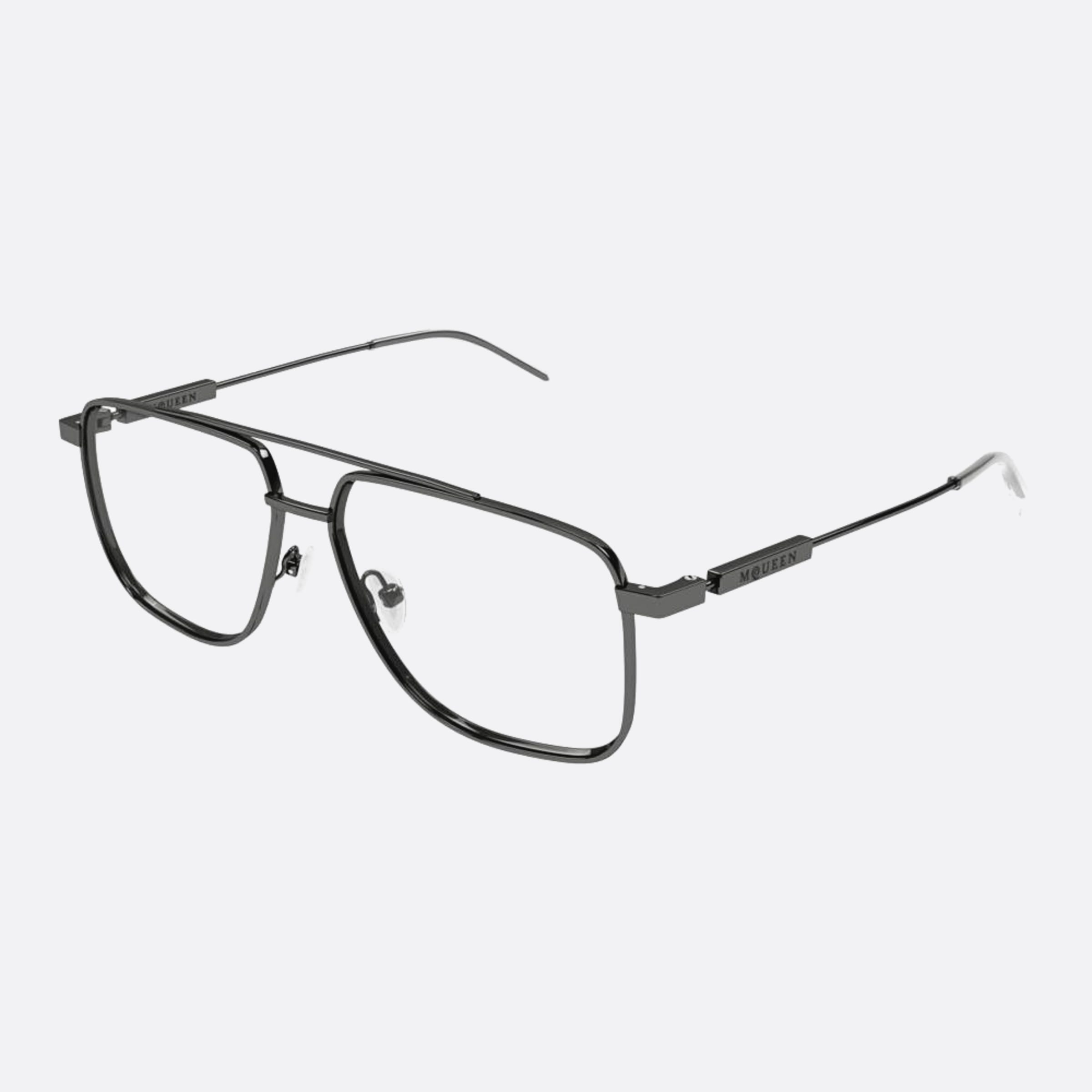 Alexander 57mm Mcqueen Black Squared Unisex Eyeglasses - Side View