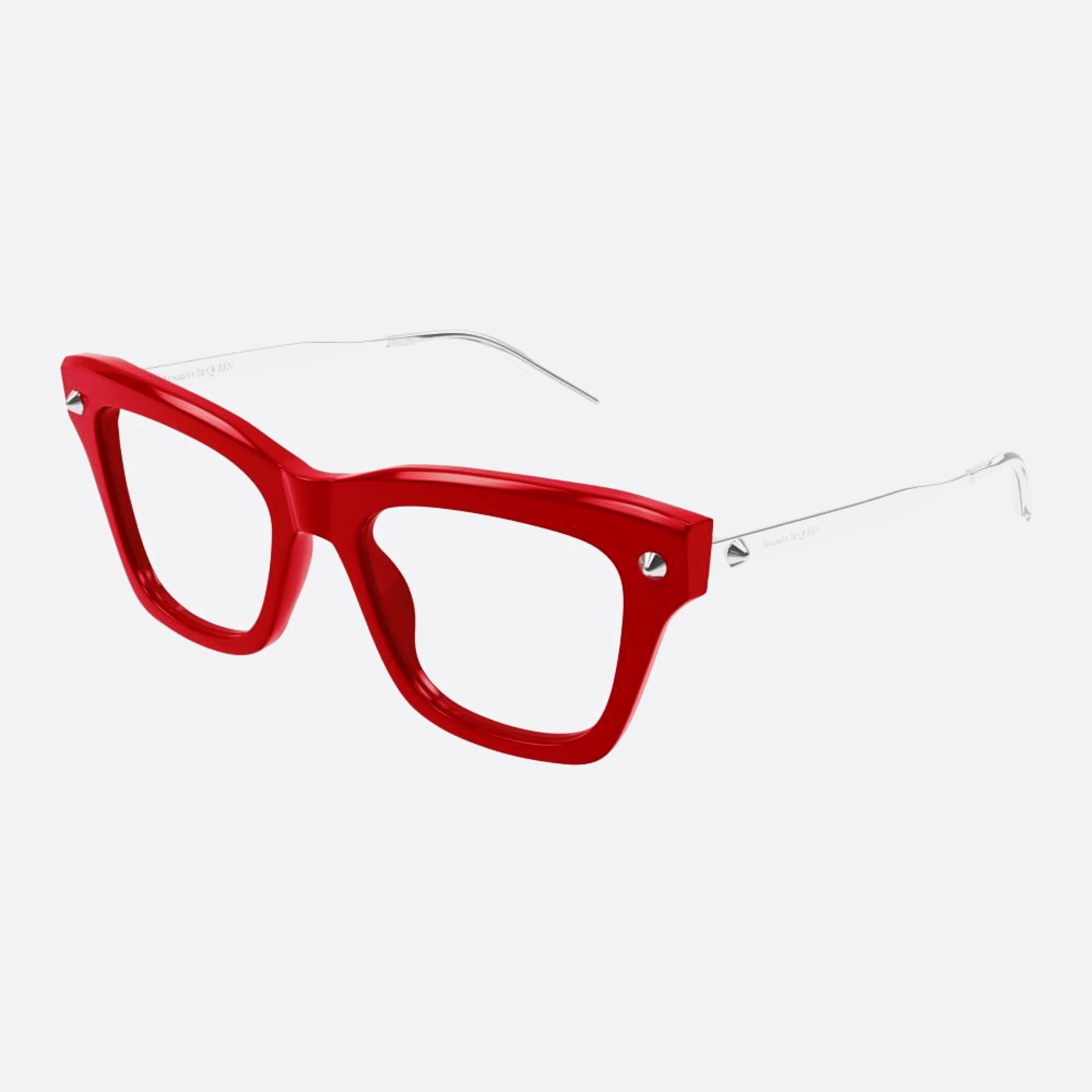 Alexander 50mm Mcqueen Red Squared Women Eyeglasses - Side View