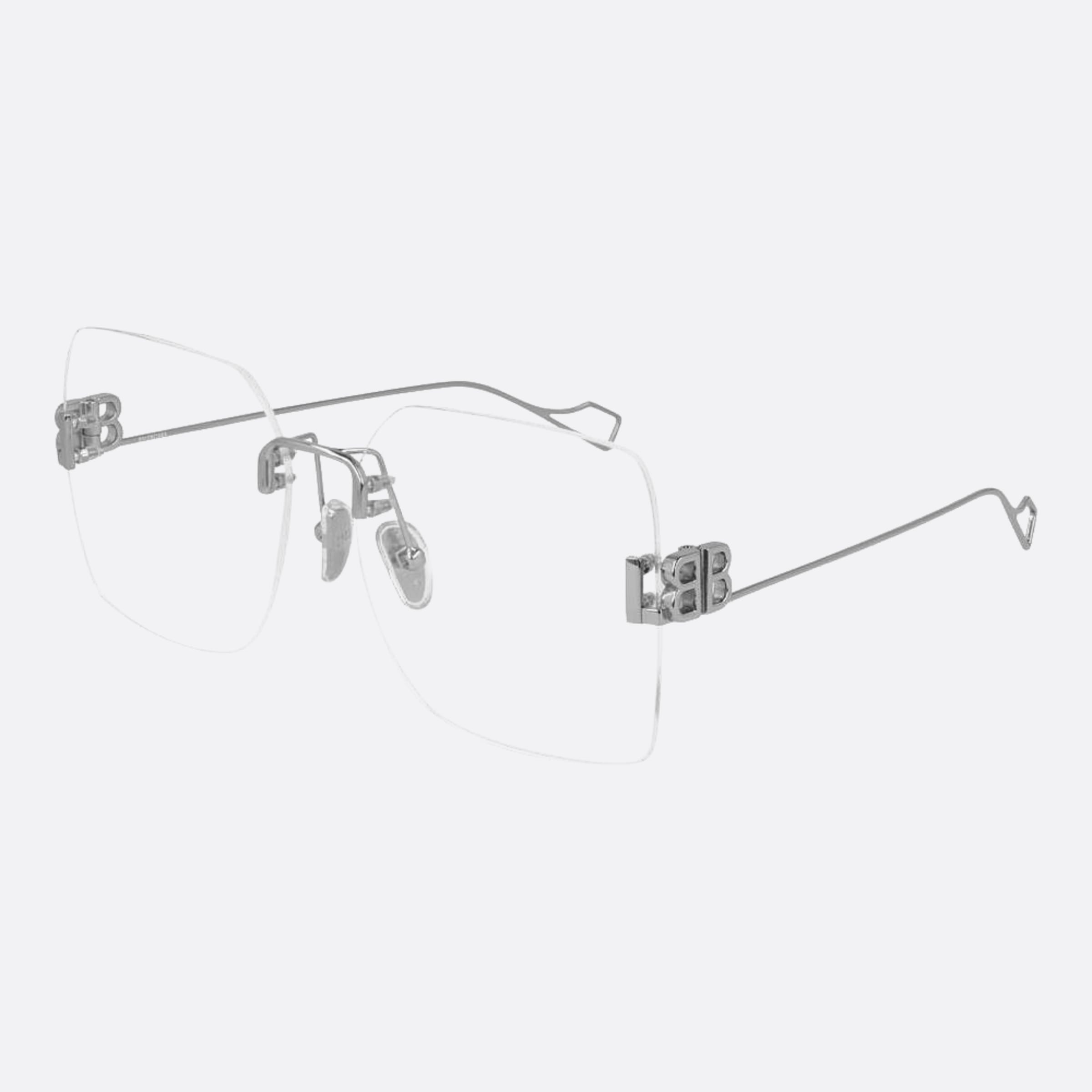 Balenciaga 60mm Silver Geometric Woman Eyeglasses - Side View