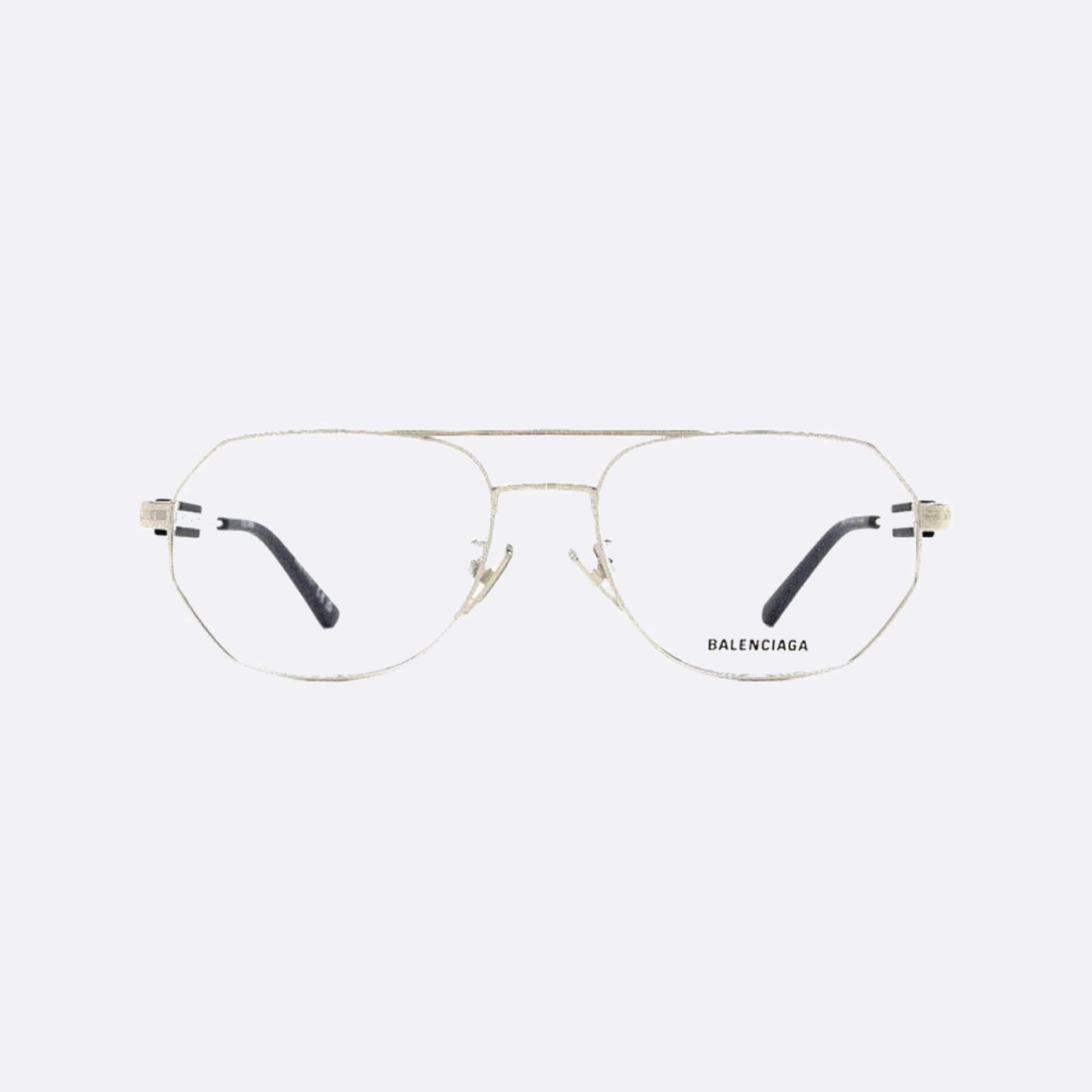 Balenciaga 57mm Silver Pilot Unisex Eyeglasses - Main View