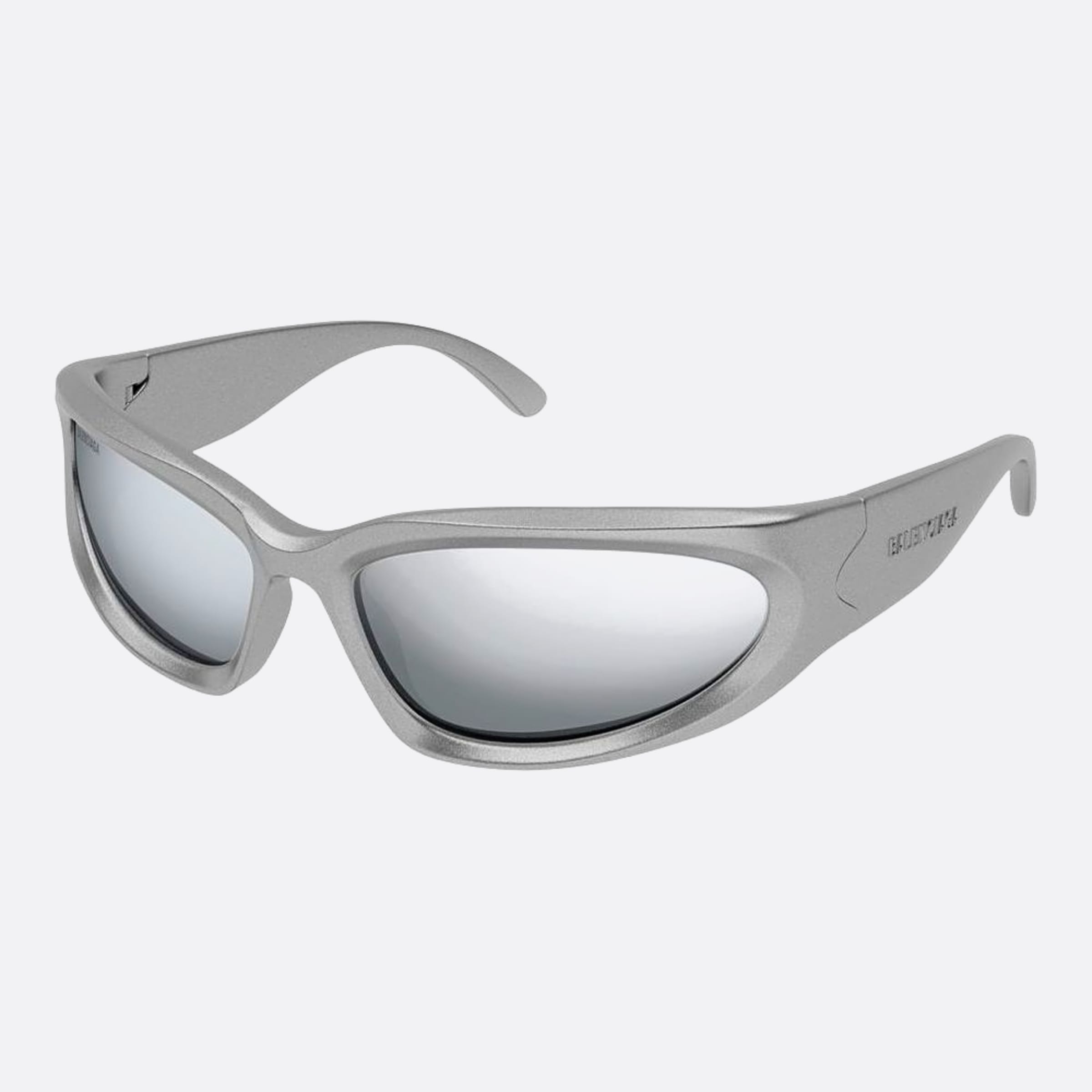 Balenciaga 65mm Silver Geometric Man Sunglasses - Side View