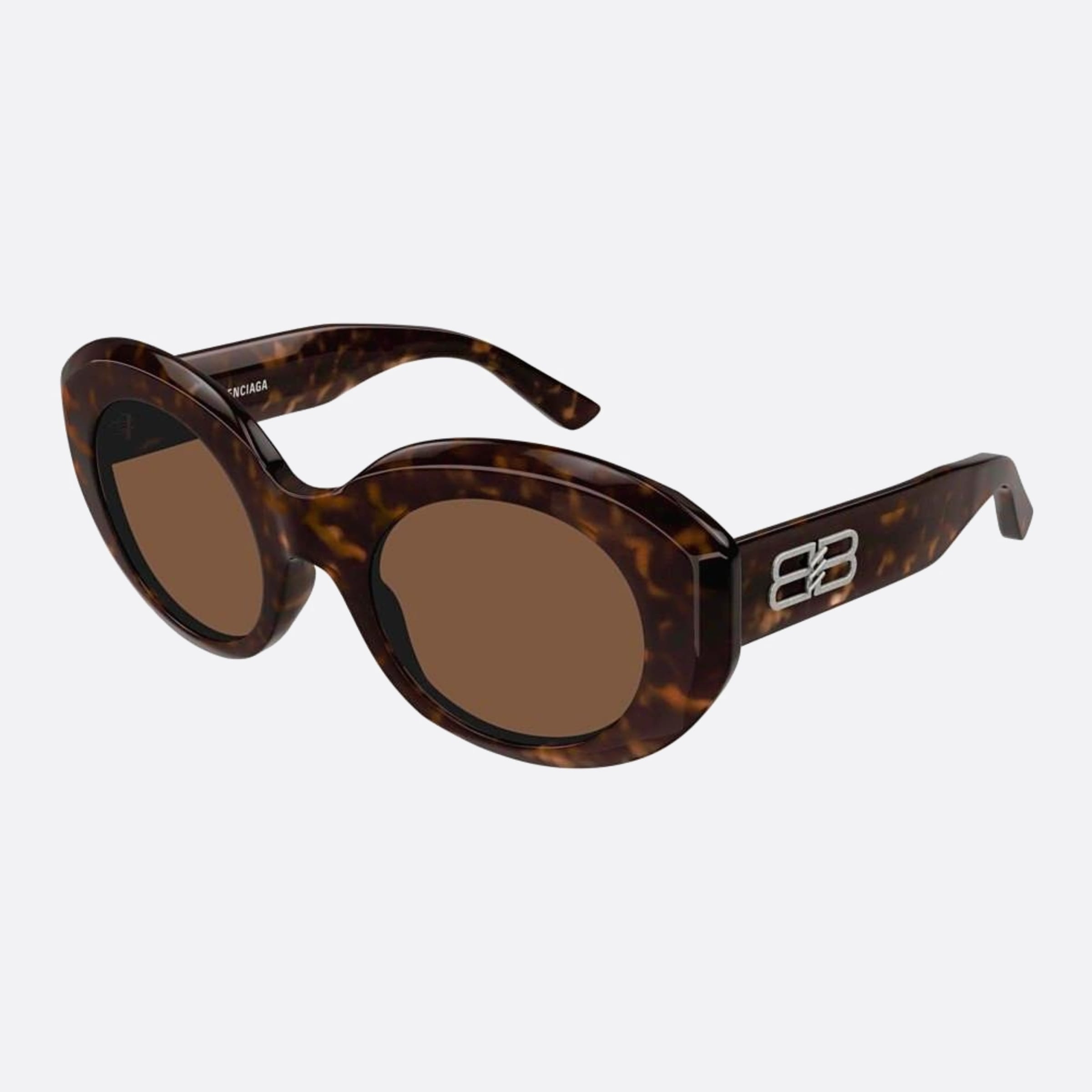 Balenciaga 52mm Havana Round Women Sunglasses - Side View