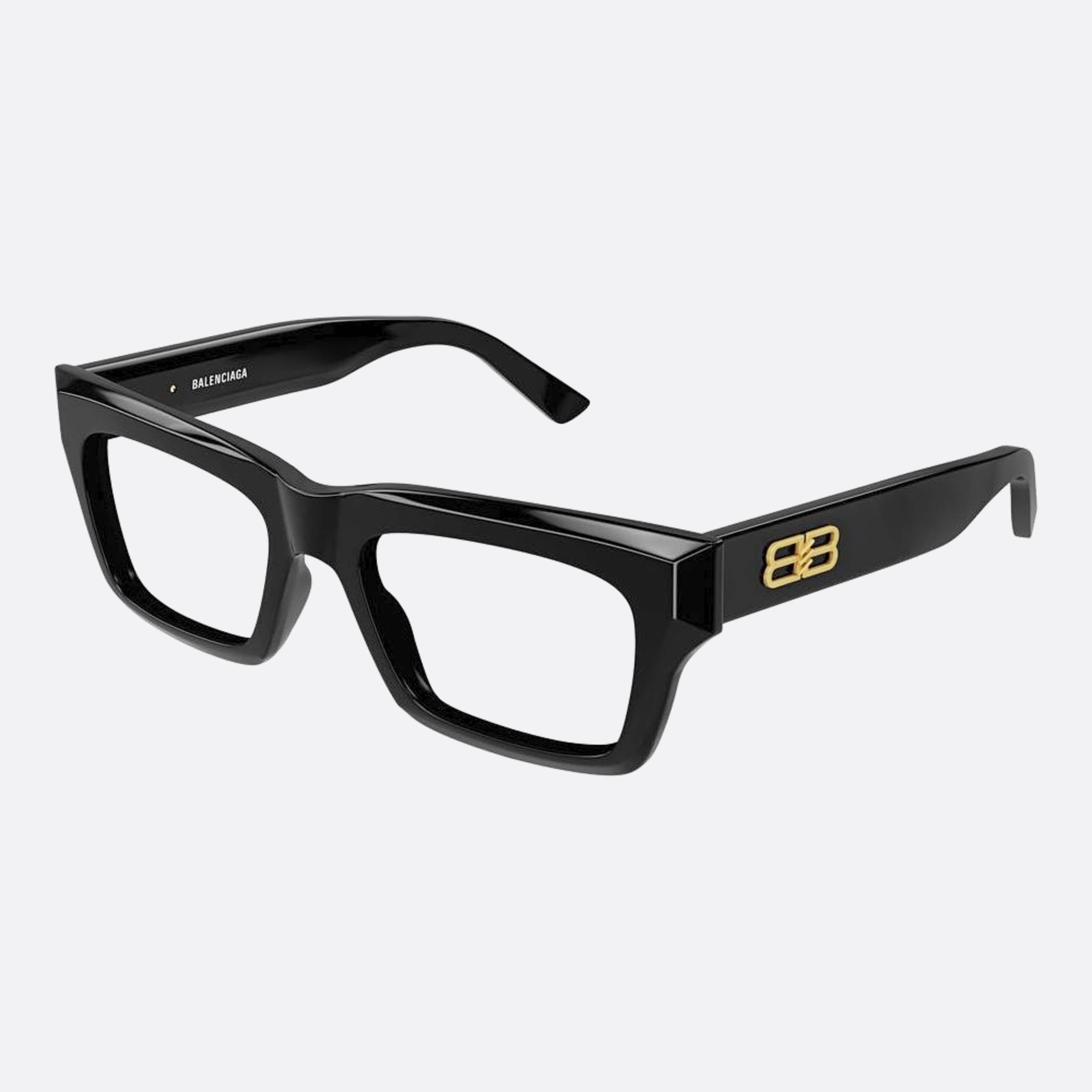 Balenciaga 52mm Black Geometric Unisex Eyeglasses - Side View