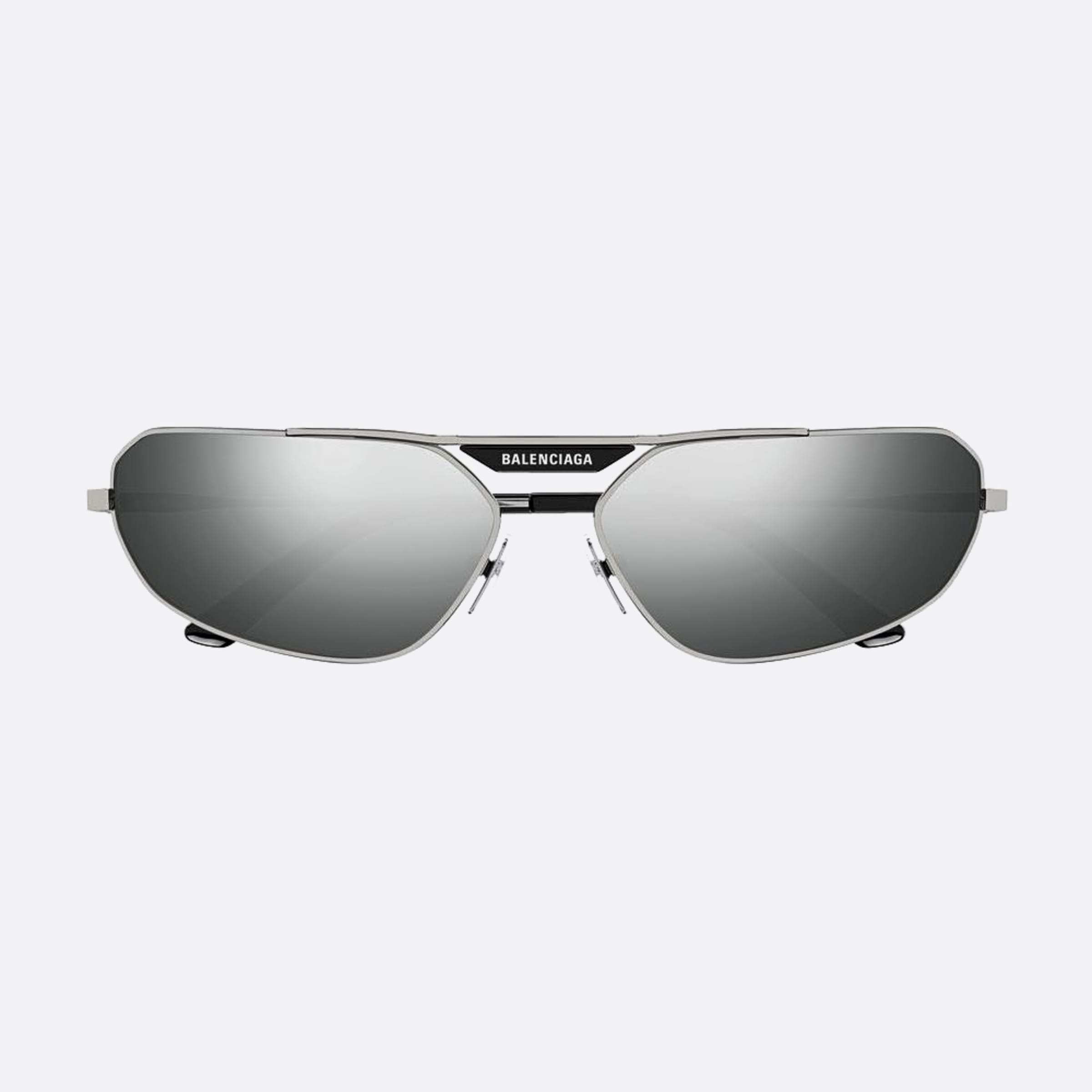 Balenciaga 64mm Silver Geometric Man Sunglasses - Main View