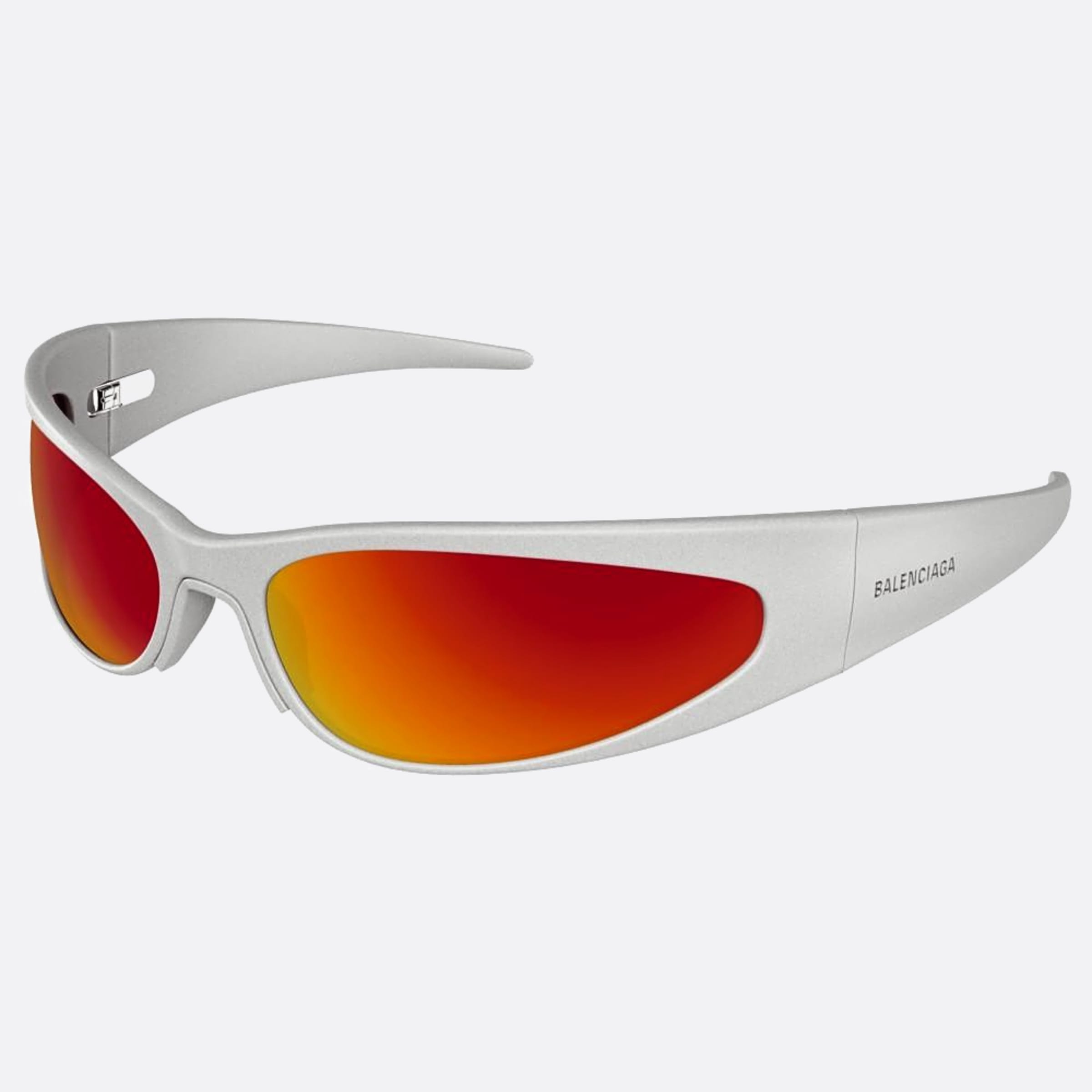 Balenciaga 77mm Silver Geometric Man Sunglasses - Side View
