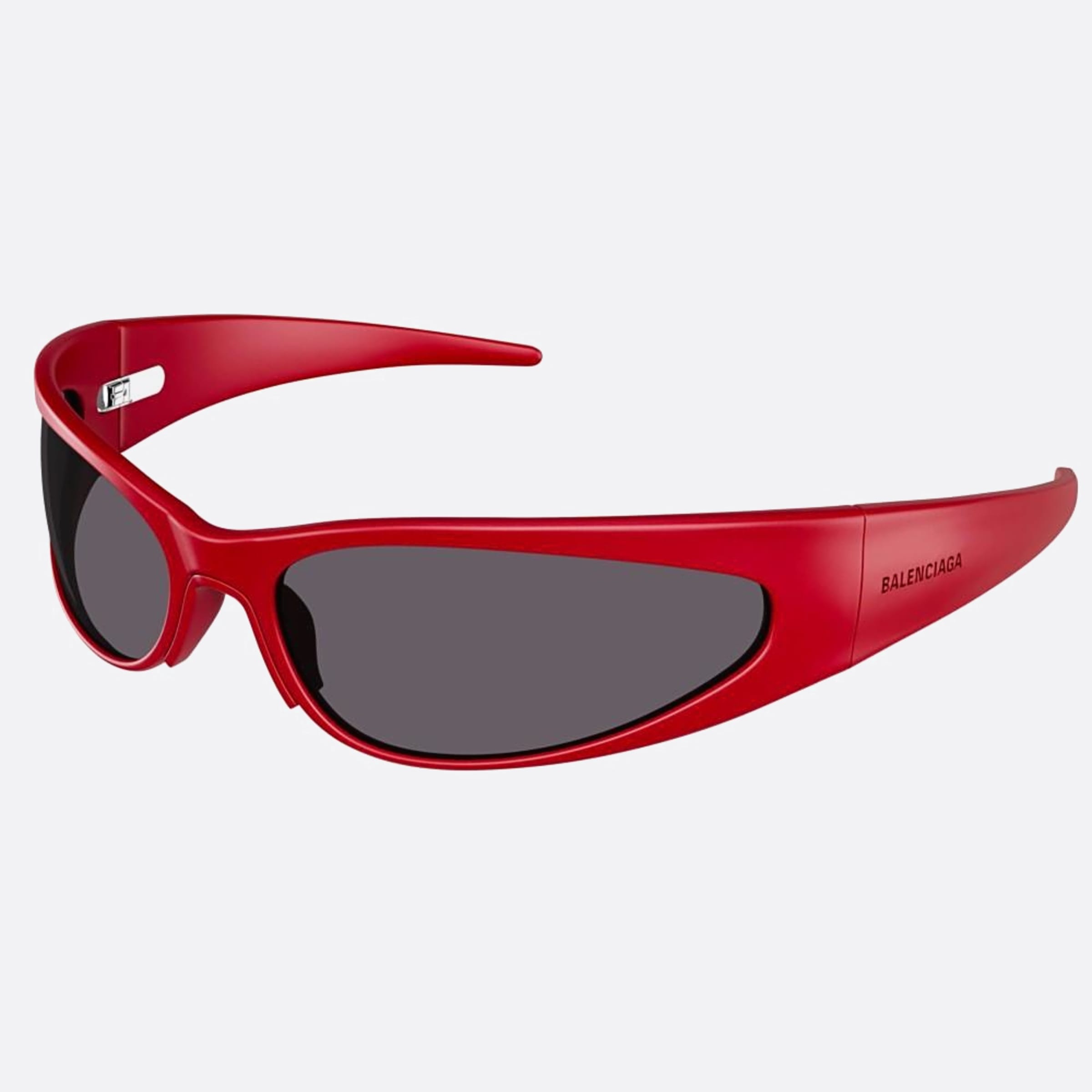 Balenciaga 77mm Red Geometric Man Sunglasses - Side View