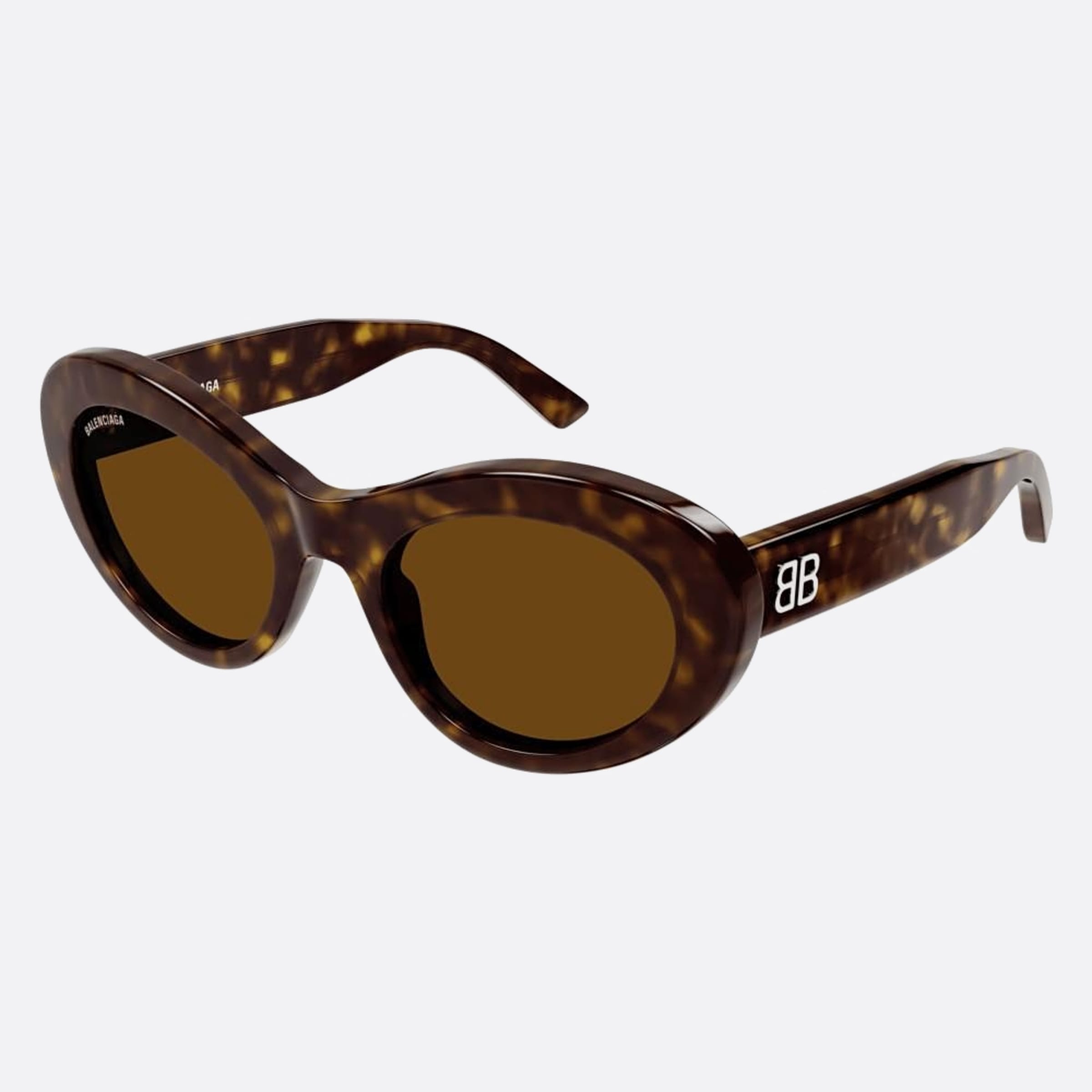 Balenciaga 55mm Havana Oval Woman Sunglasses - Side View