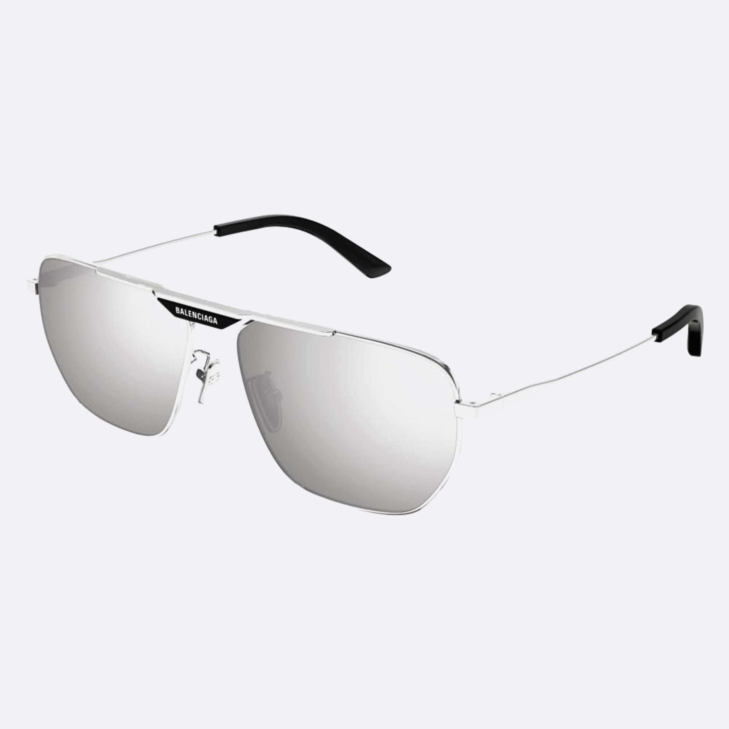 Balenciaga 61mm Bb0298sa Silver Squared Man Sunglasses - Side View