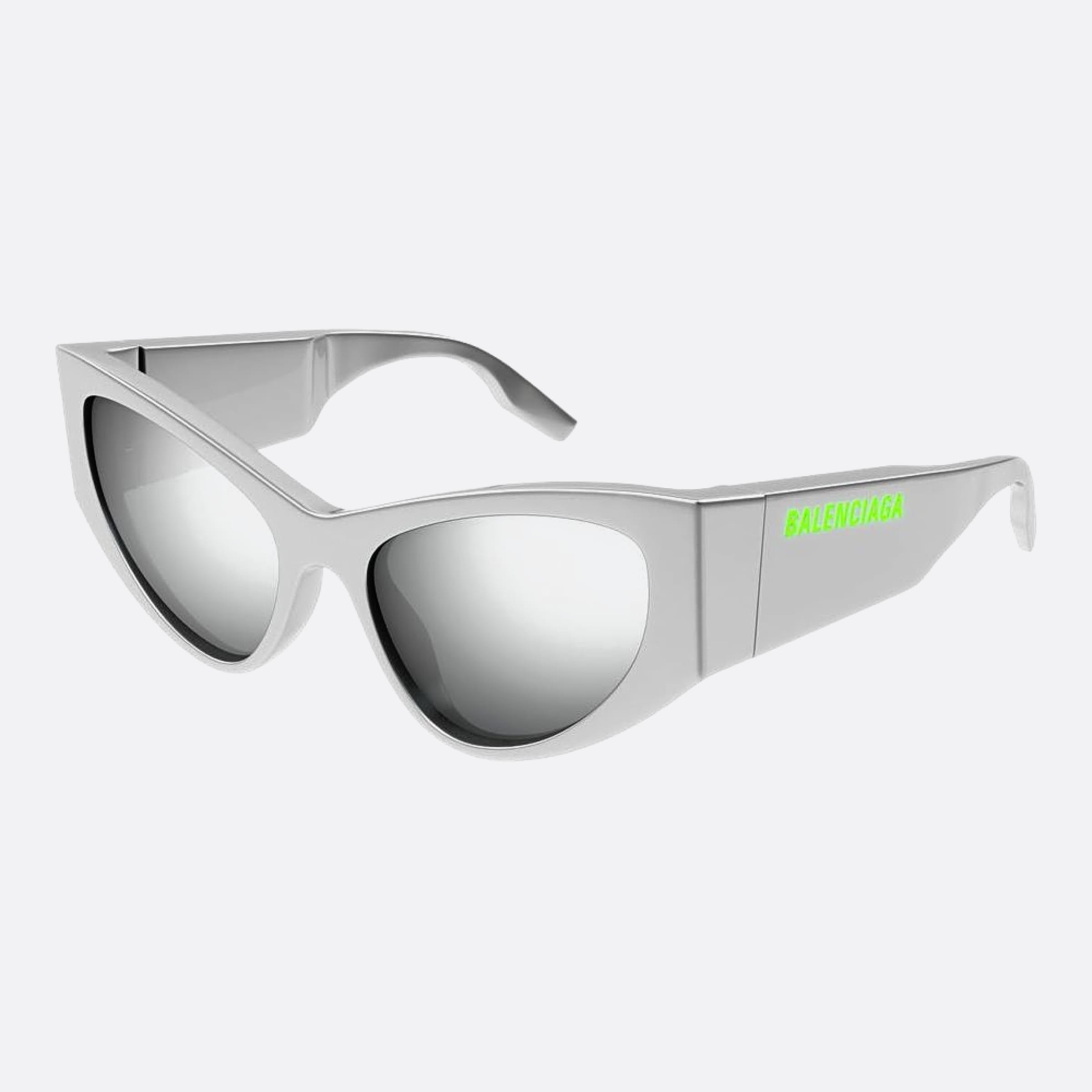 Balenciaga 56mm Silver Cat Eye Women Sunglasses - Side View