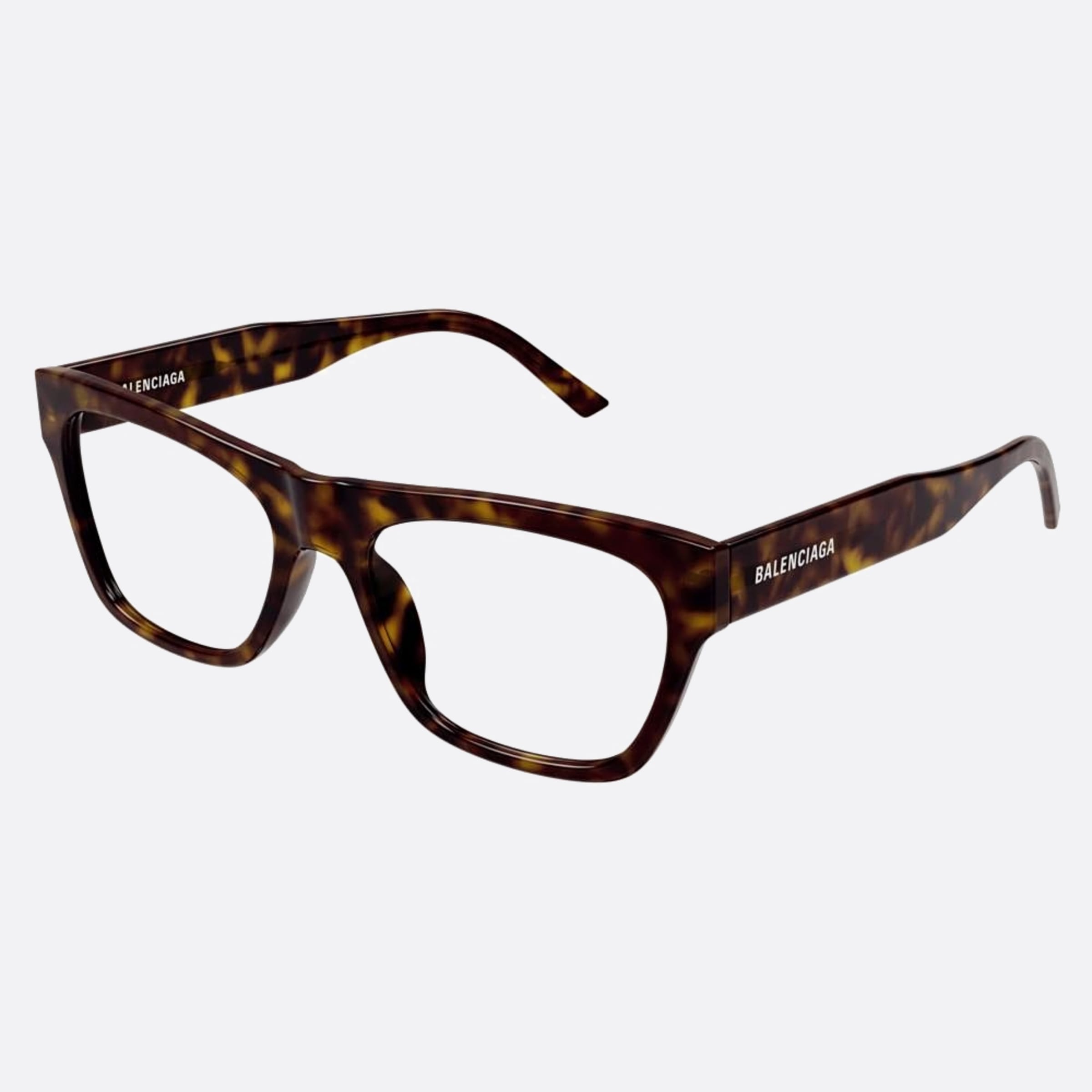 Balenciaga 54mm Havana Squared Unisex Eyeglasses - Side View
