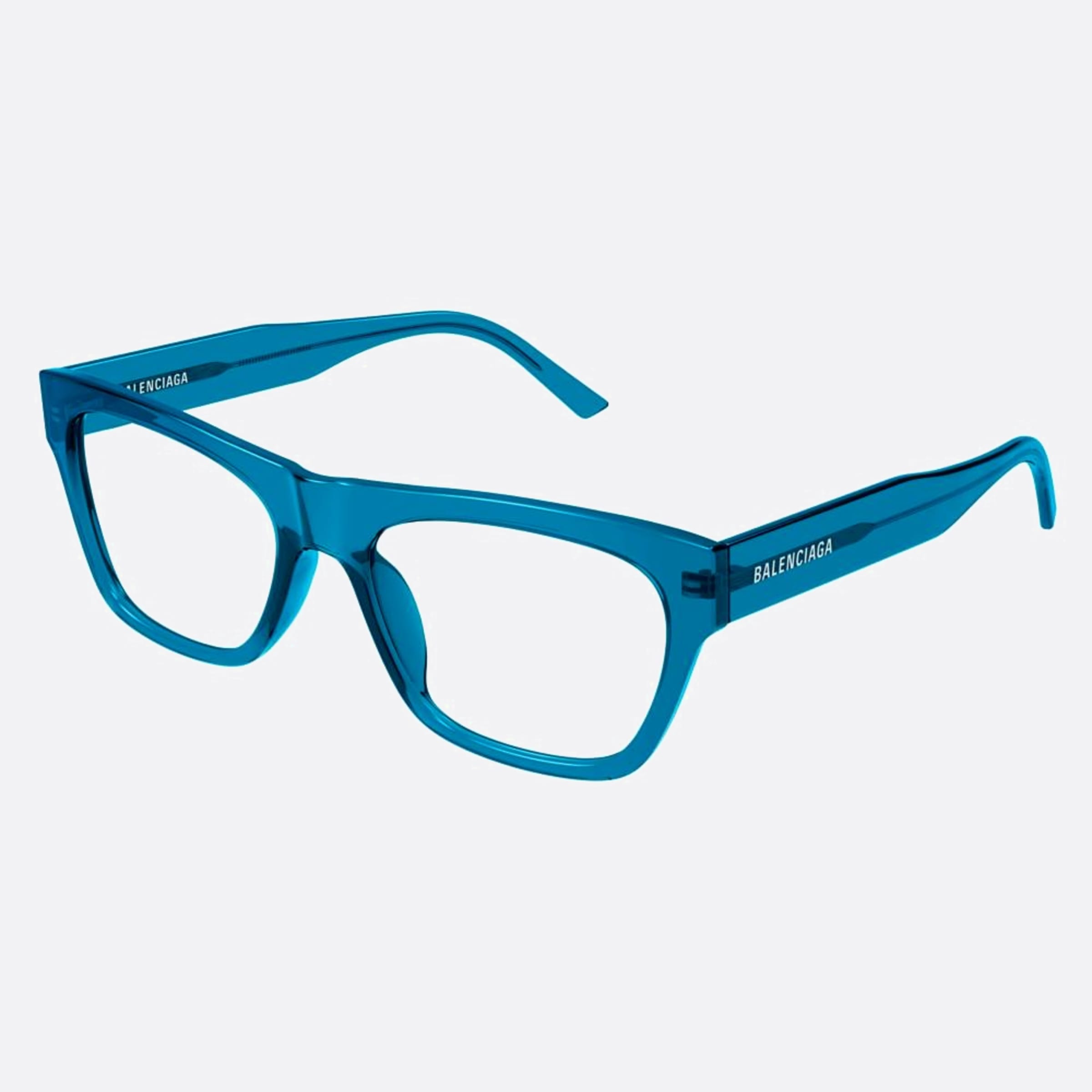 Balenciaga 54mm Blue Squared Unisex Eyeglasses - Side View