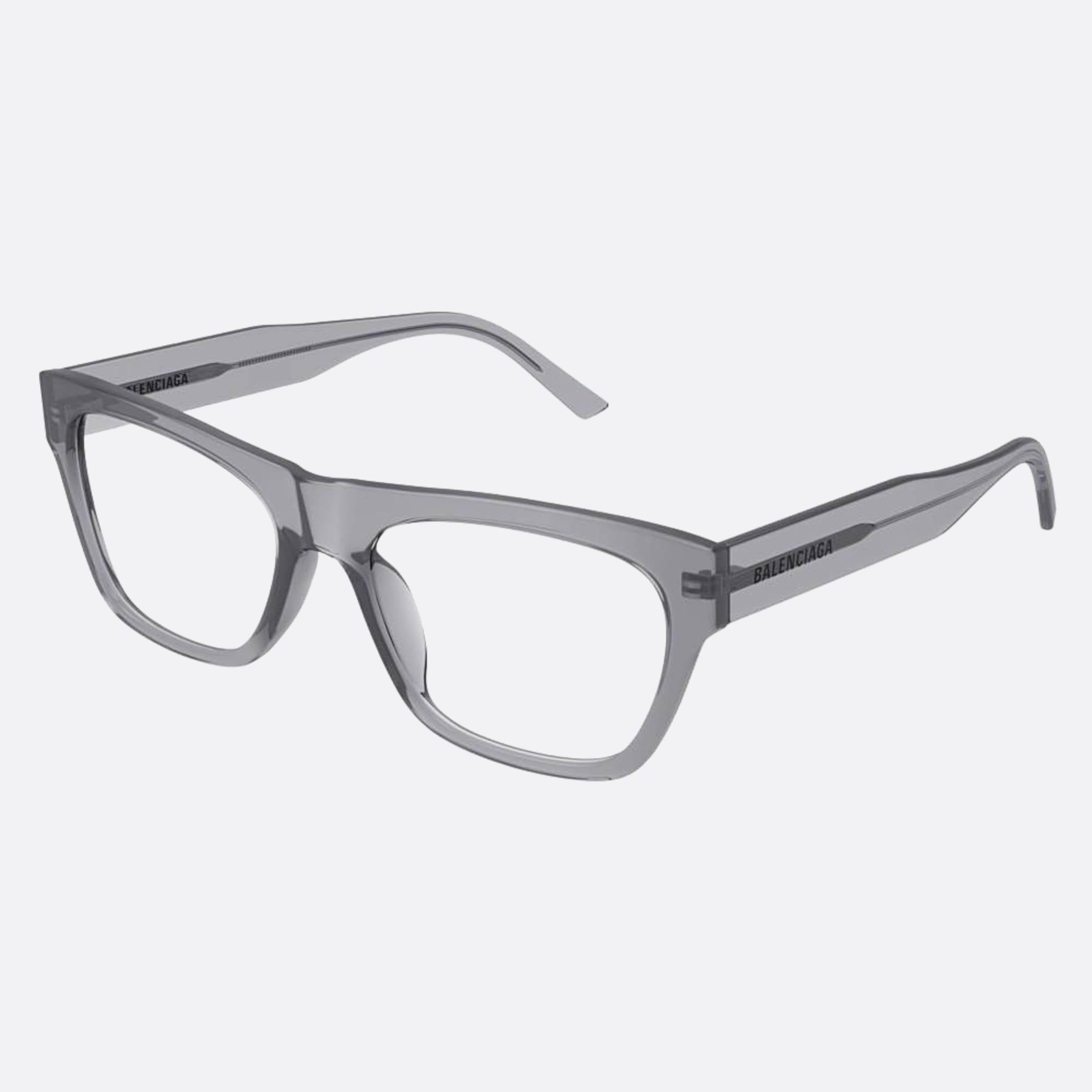 Balenciaga 54mm Grey Squared Unisex Eyeglasses - Side View