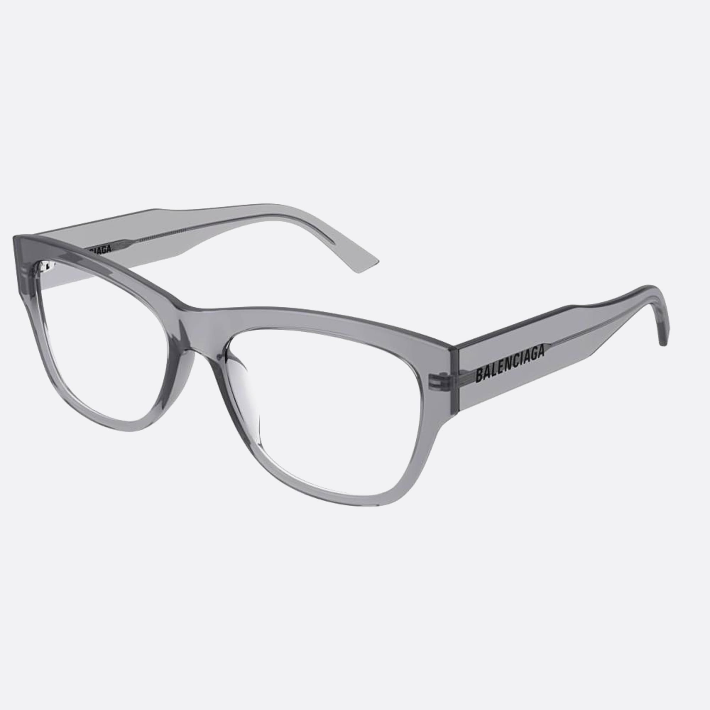 Balenciaga 54mm Grey Squared Unisex Eyeglasses - Side View