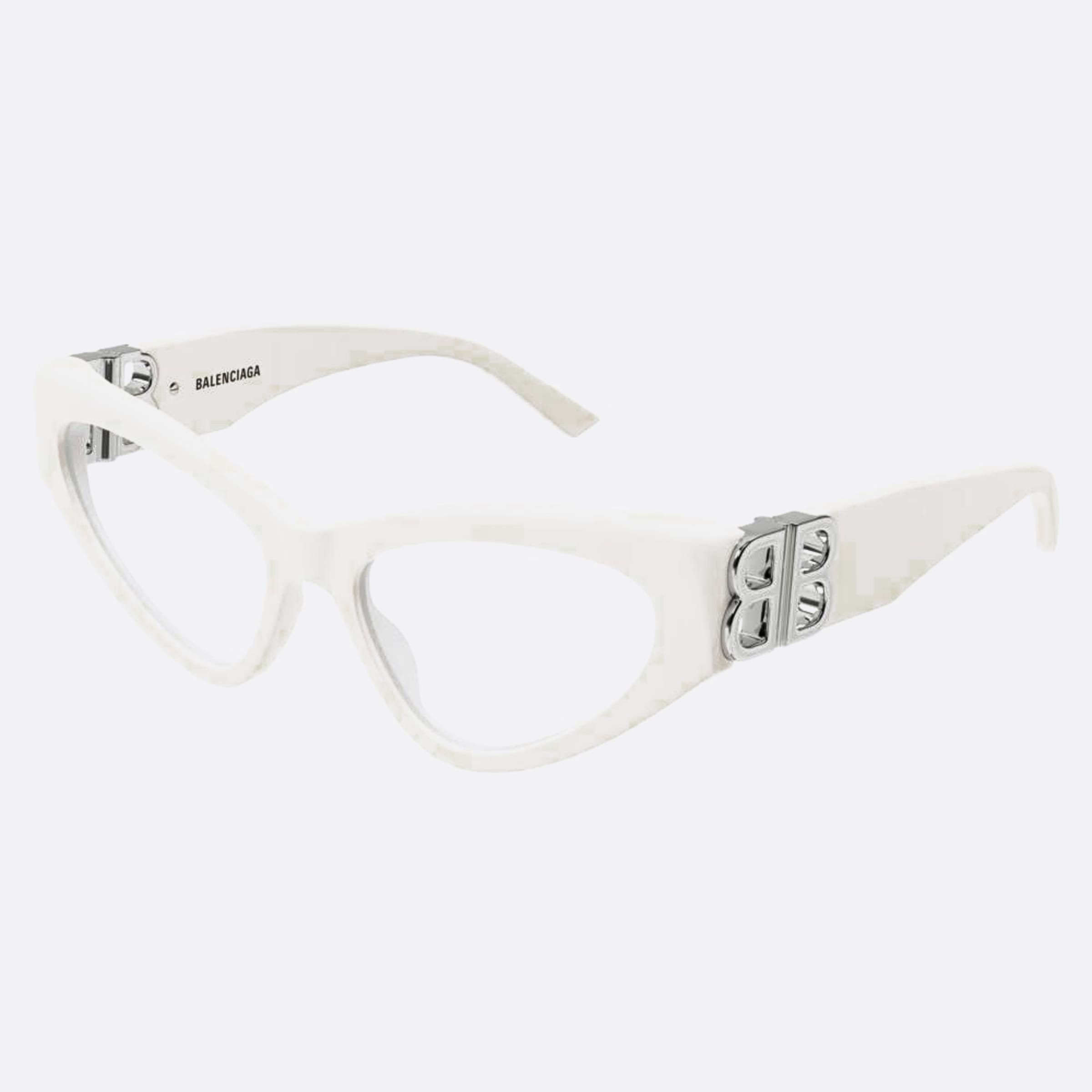 Balenciaga 54mm White Cat Eye Woman Eyeglasses - Side View