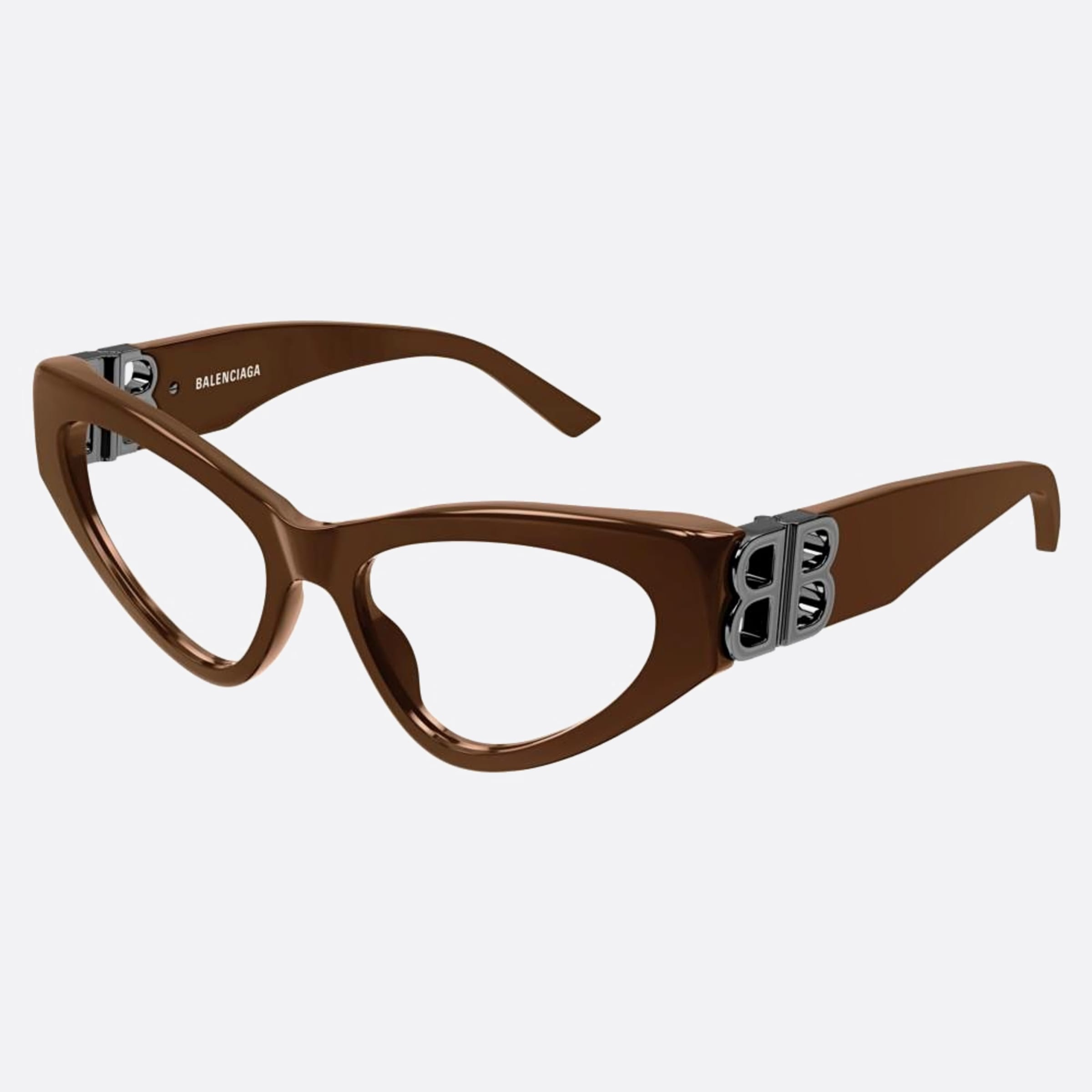 Balenciaga 54mm Brown Cat Eye Woman Eyeglasses - Side View