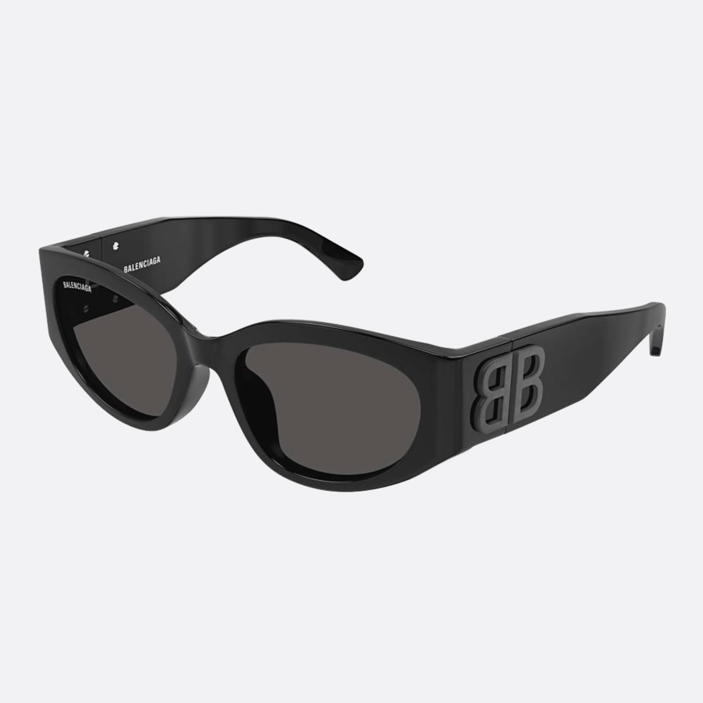 Balenciaga 55mm Bb0324sk Black Oval Woman Sunglasses - Side View