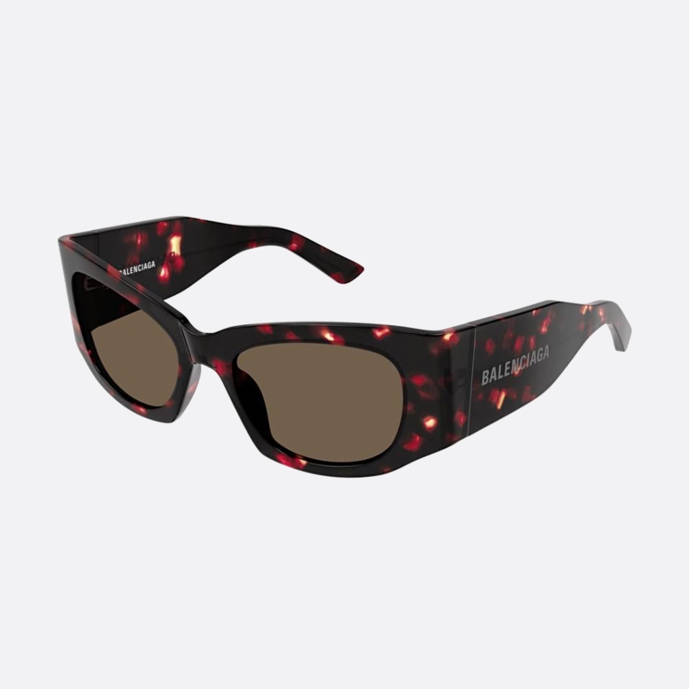 Balenciaga 54mm Havana Rectangle Woman Sunglasses - Side View