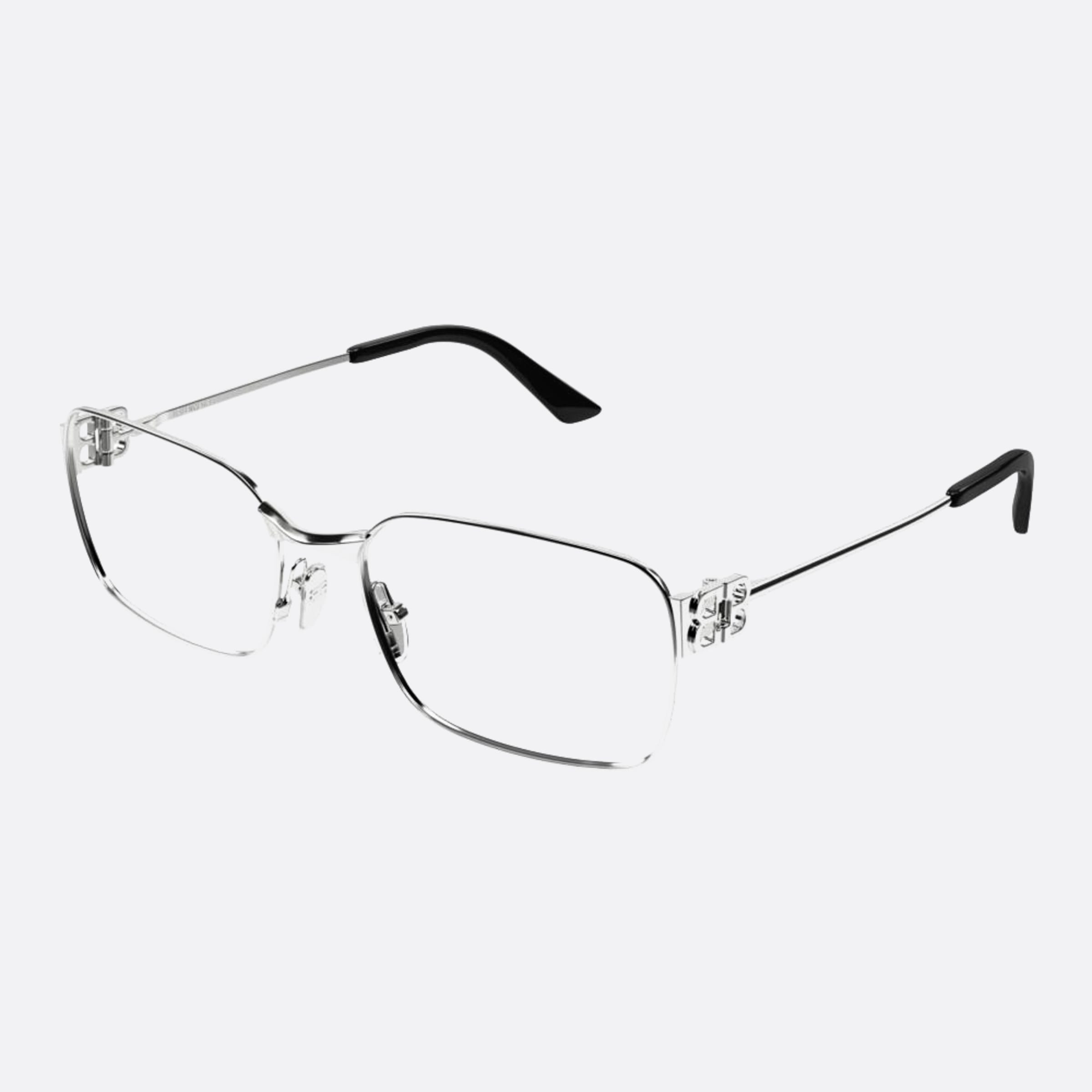 Balenciaga 57mm Silver Rectangle Woman Eyeglasses - Side View