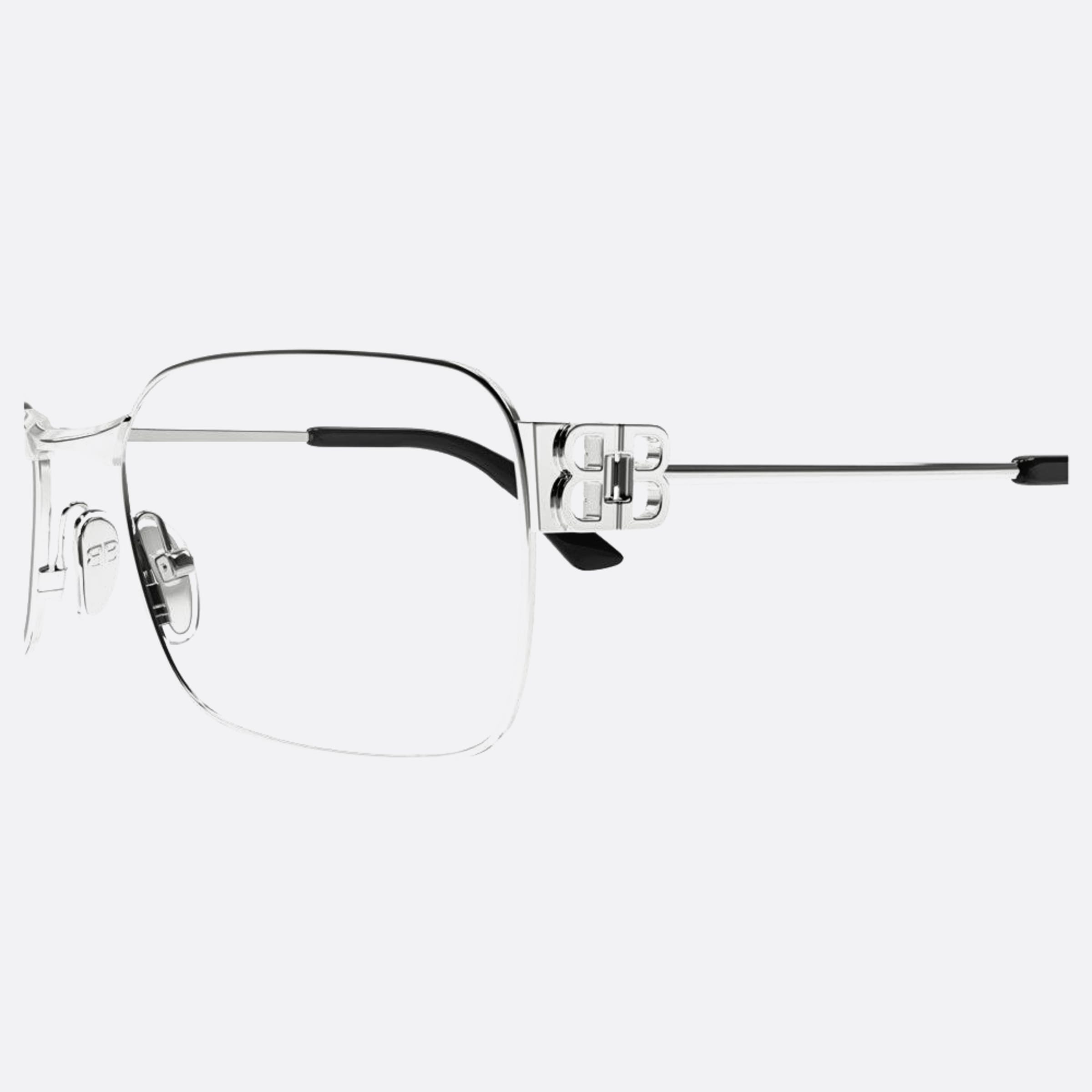 Balenciaga 57mm Silver Rectangle Woman Eyeglasses - Detail View