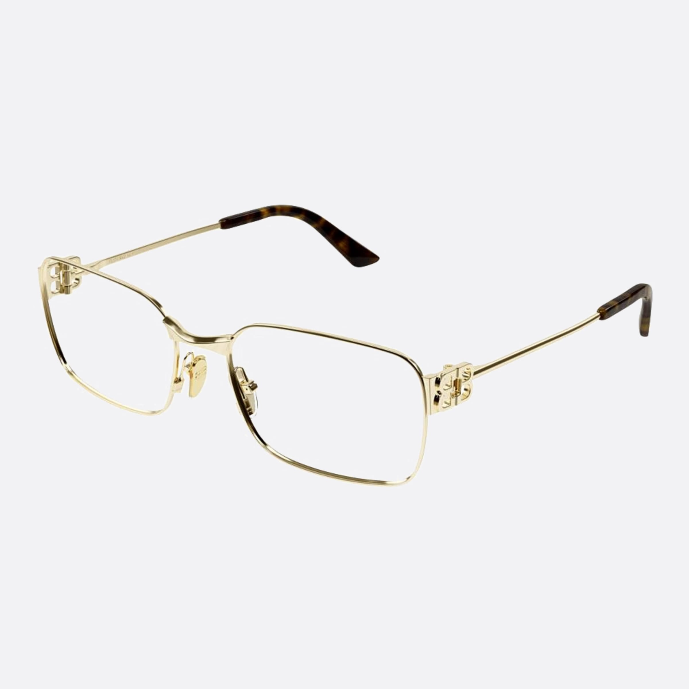 Balenciaga 57mm Gold Rectangle Woman Eyeglasses - Side View