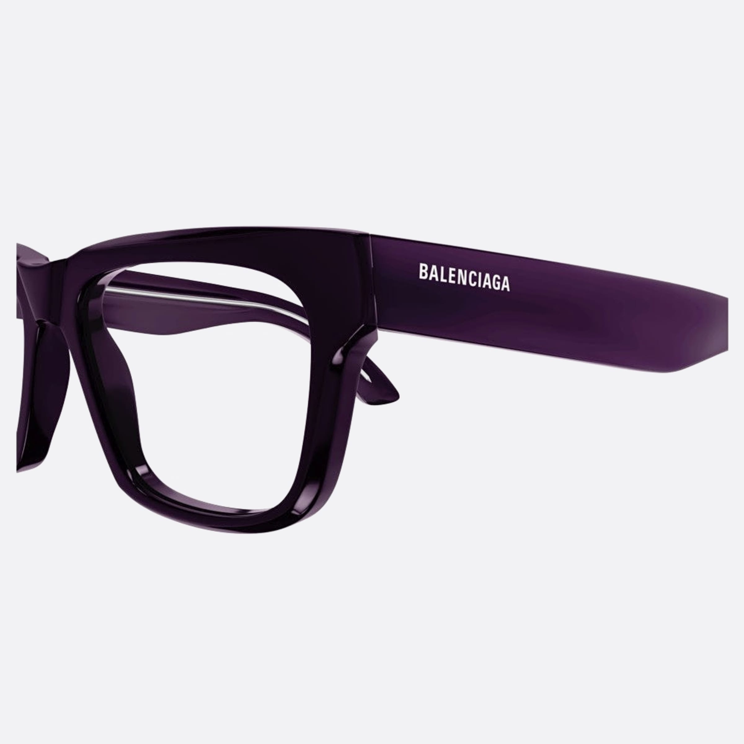 Balenciaga 53mm Violet Squared Unisex Eyeglasses - Detail View