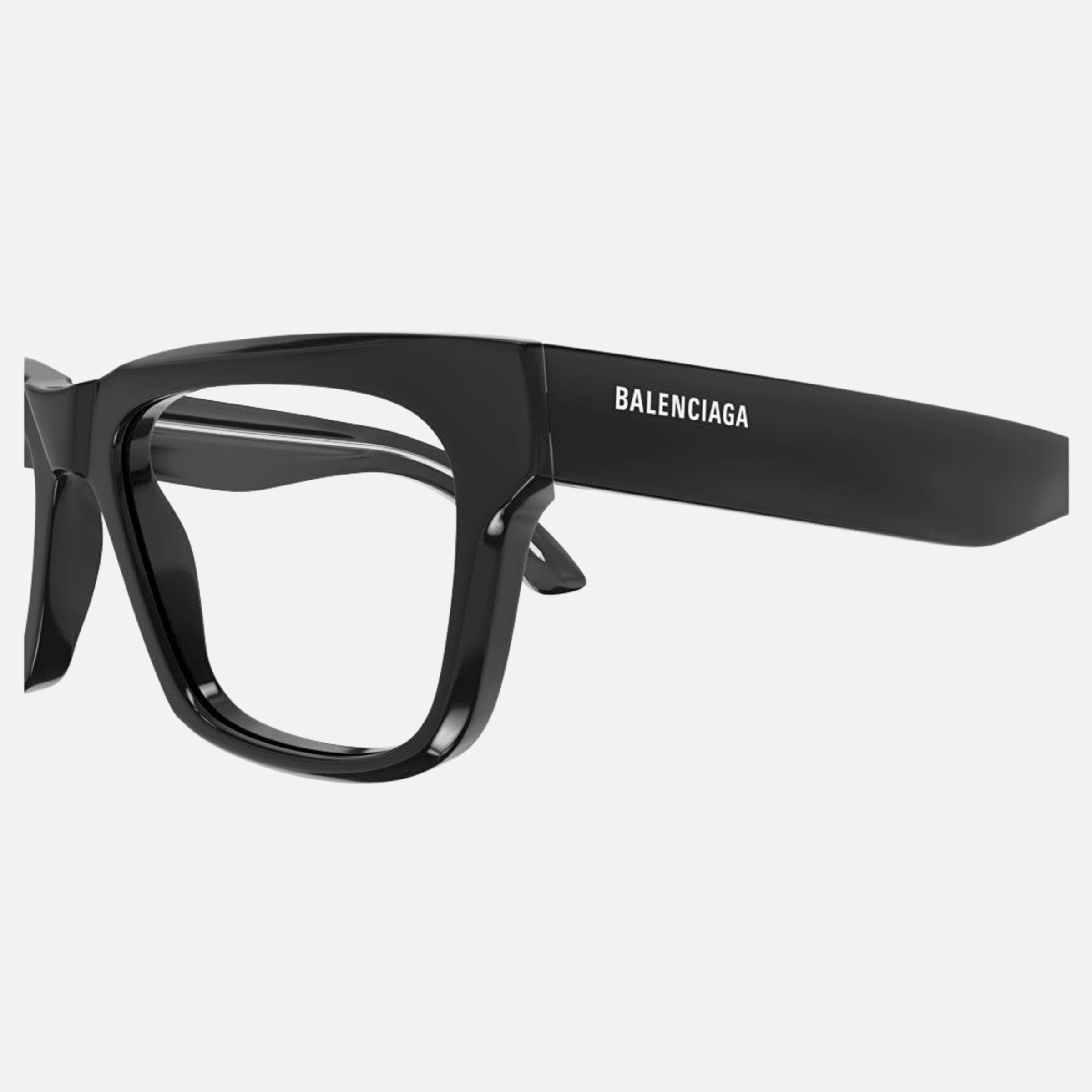 Balenciaga 56mm Black Squared Unisex Eyeglasses - Detail View