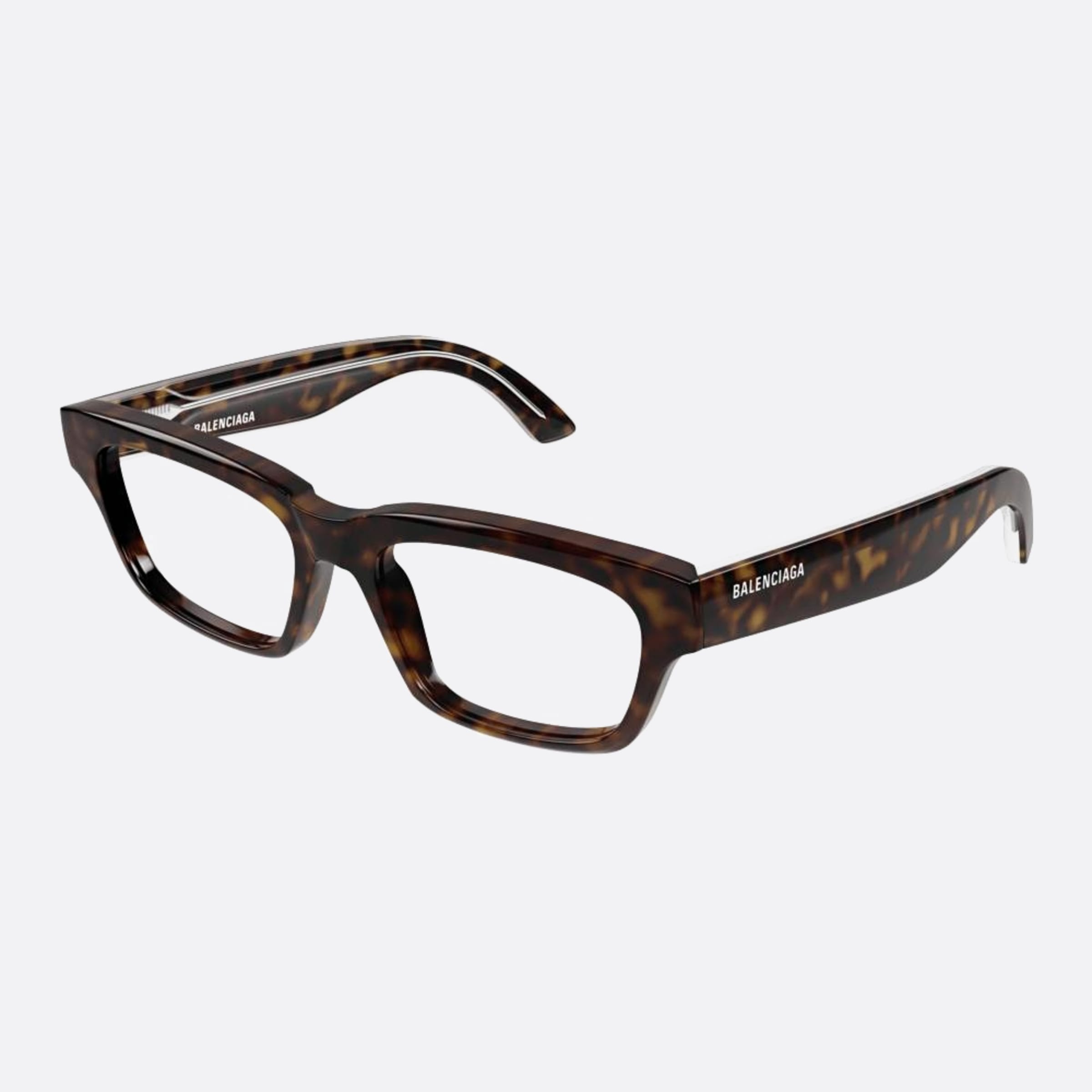 Balenciaga 53mm Havana Rectangle Unisex Eyeglasses - Side View