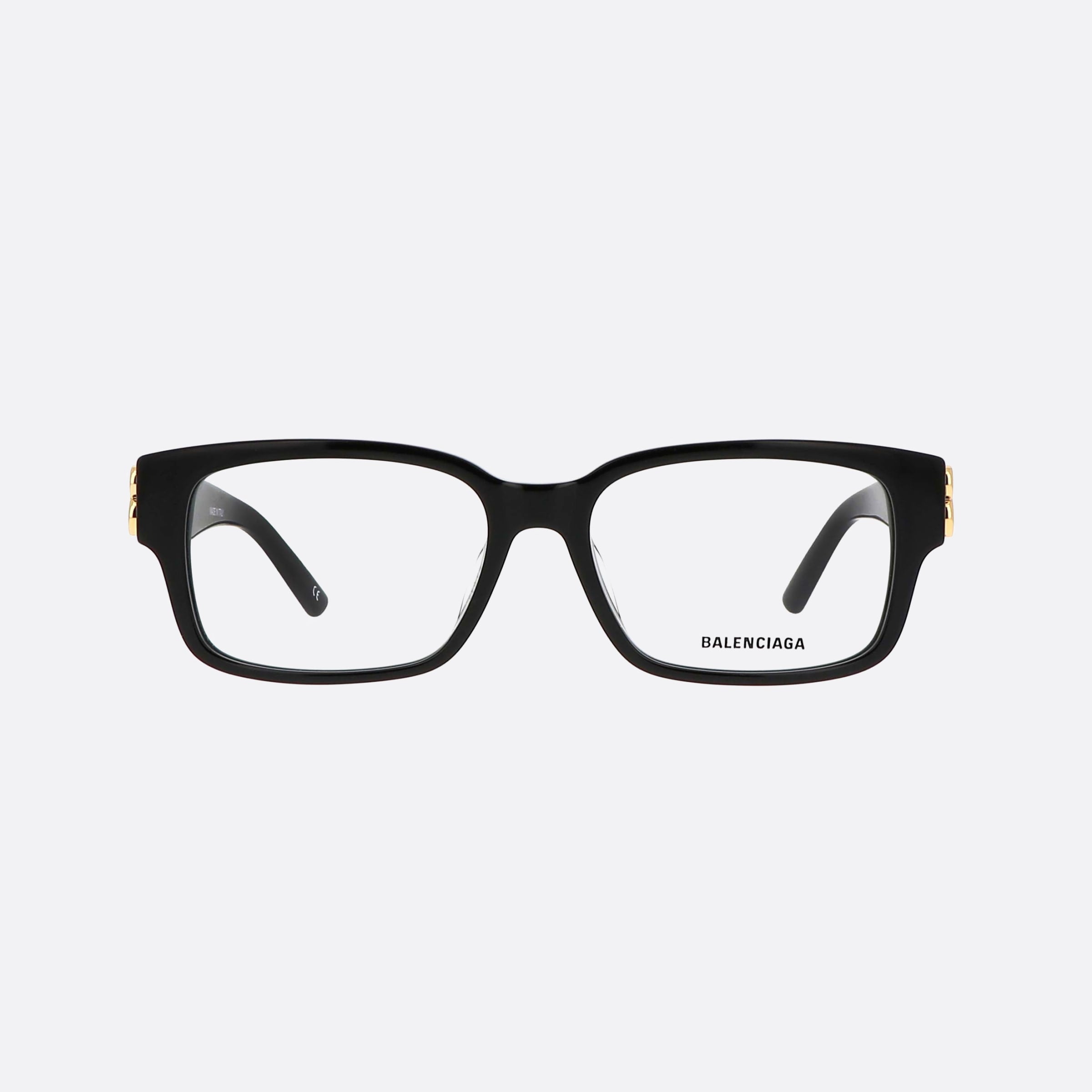 Balenciaga 54mm Bb105o Black Geometric Woman Eyeglasses - Side View