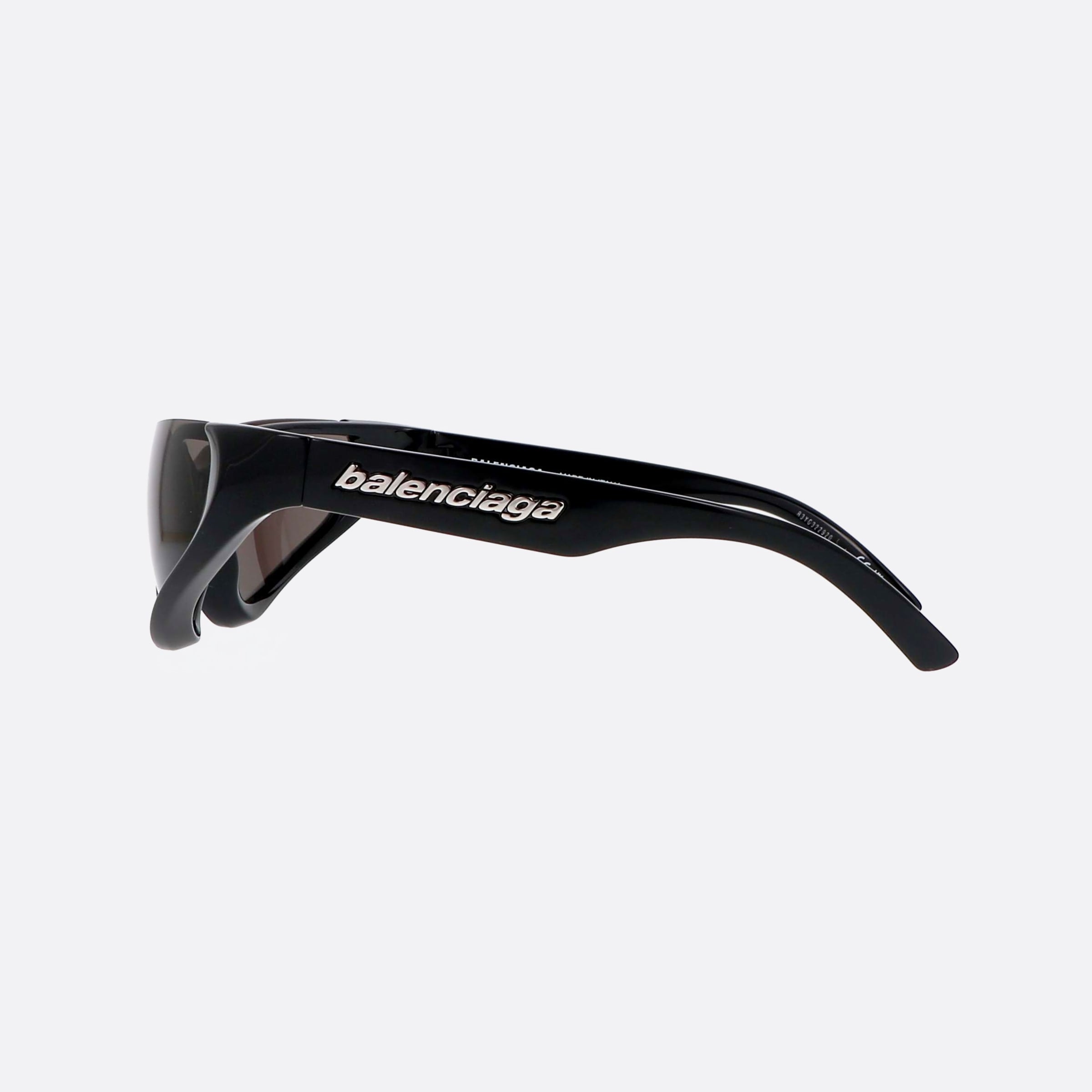 Balenciaga 64mm Extreme Black Oval Unisex Sunglasses - Detail View