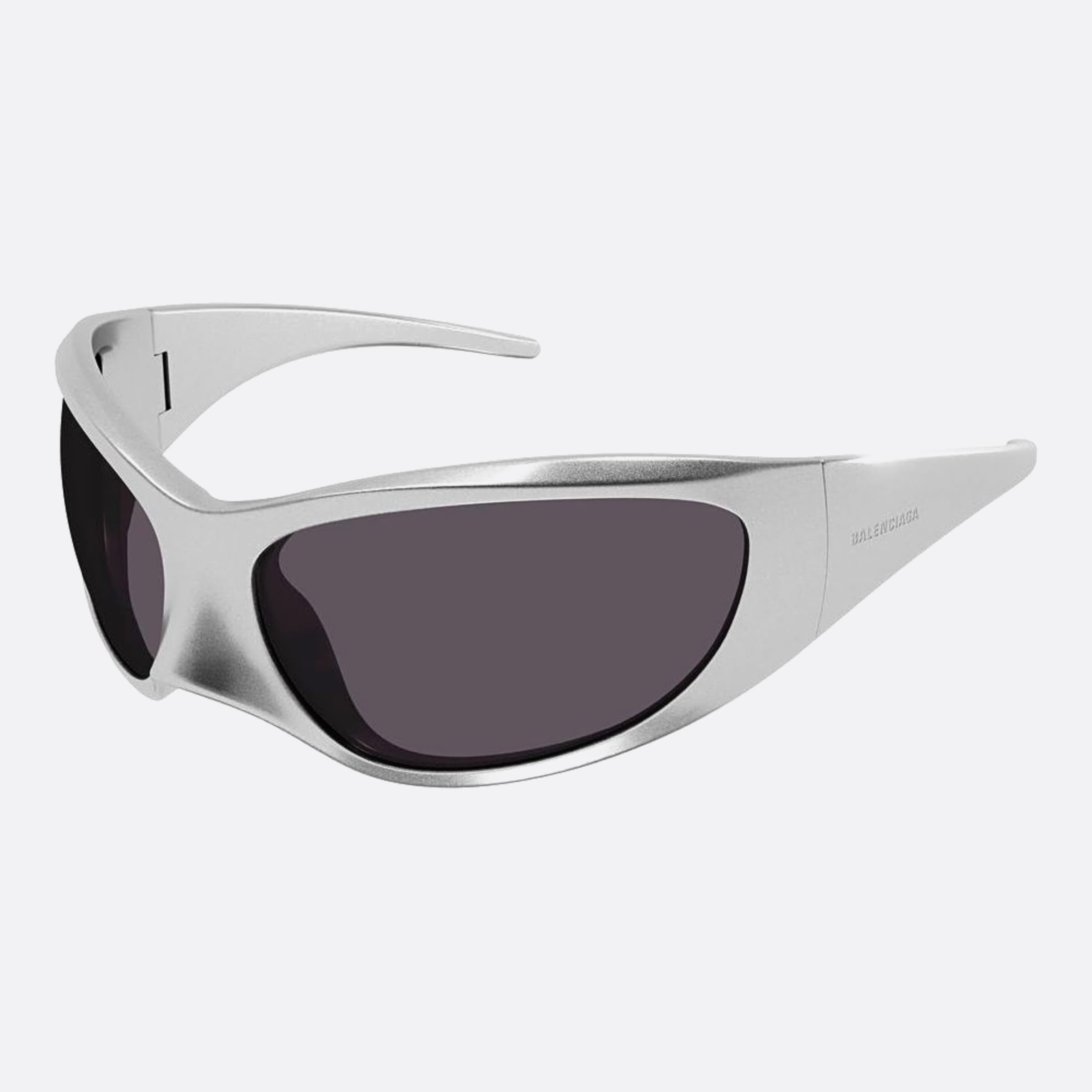 Balenciaga 80mm Skin Cat Xxl Silver Geometric Woman Sunglasses - Side View