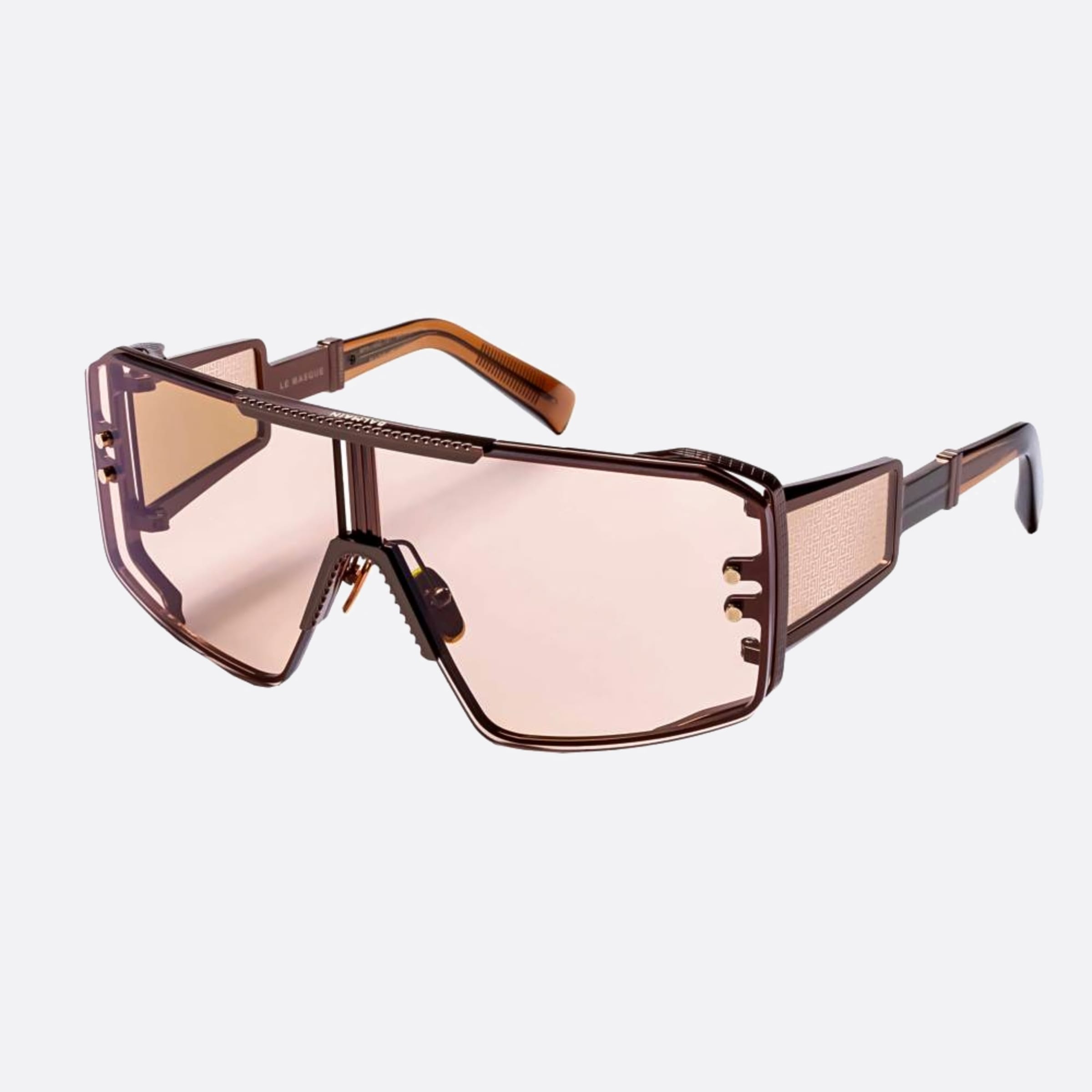 Balmain 147mm Masque Bps 146e Brn Brn Brown Shield Unisex Sunglasses - Side View