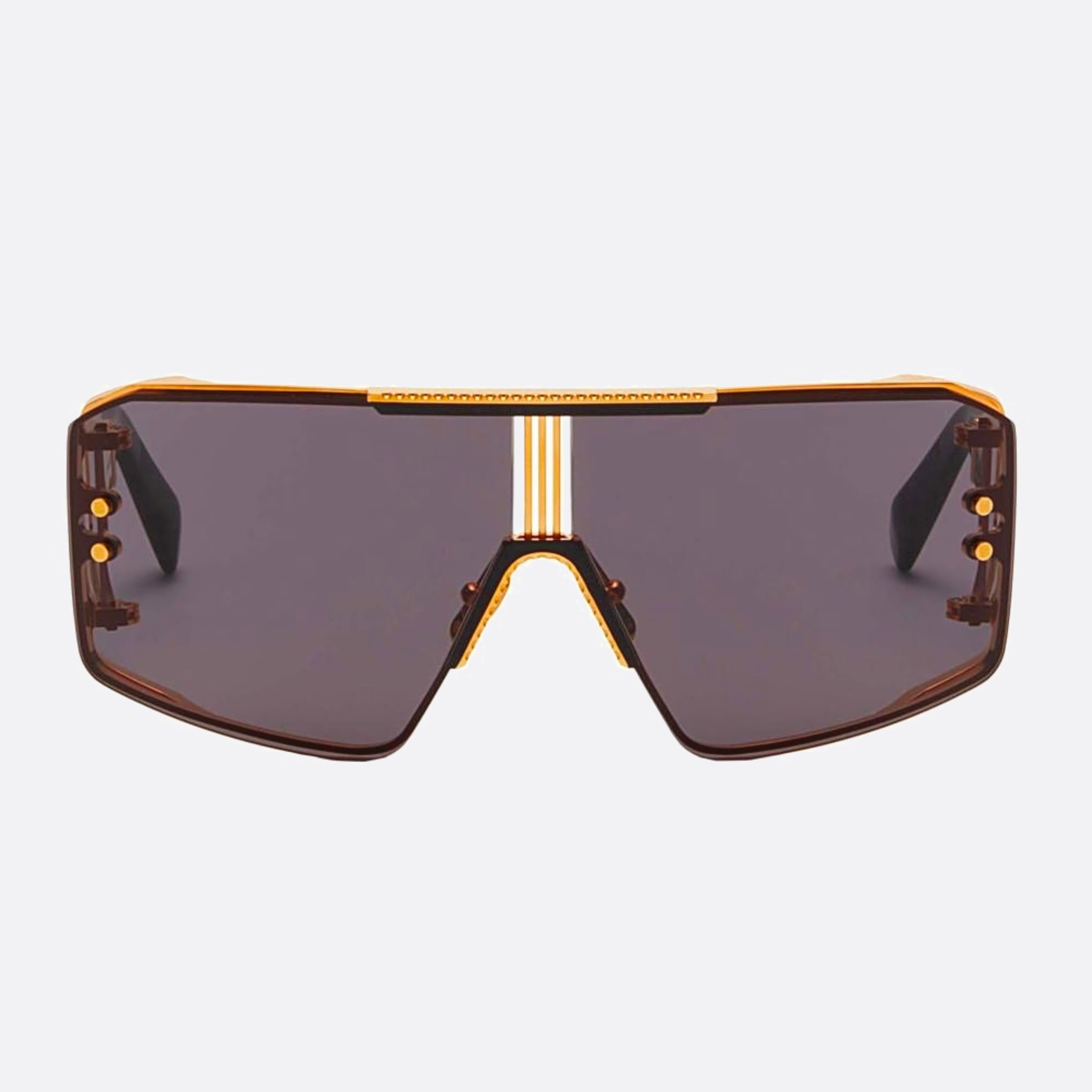Balmain 147mm Masque Gld Blk Gold Shield Unisex Sunglasses - Main View