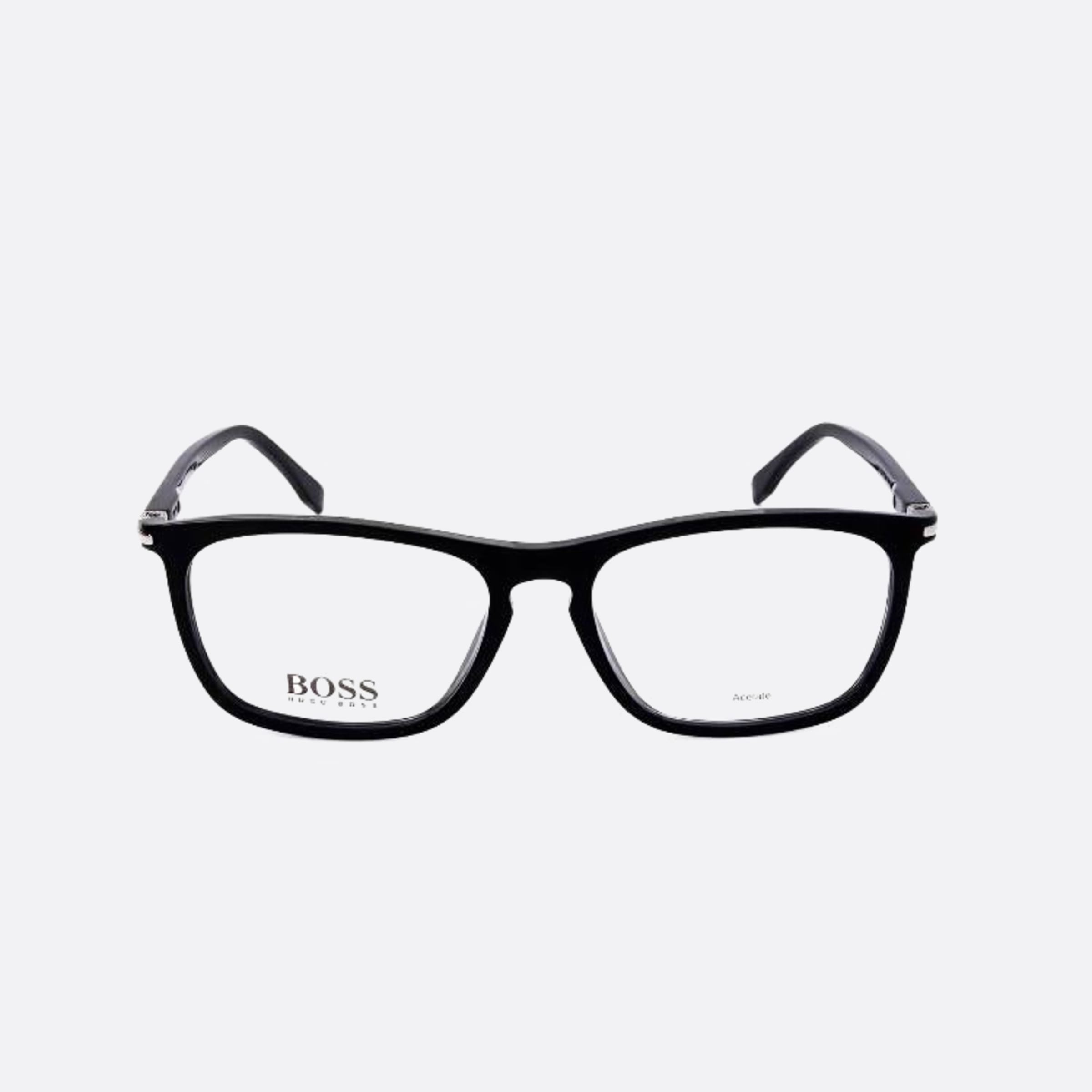 Boss 55mm Boss Black Geometric Men Eyeglasses - Main View