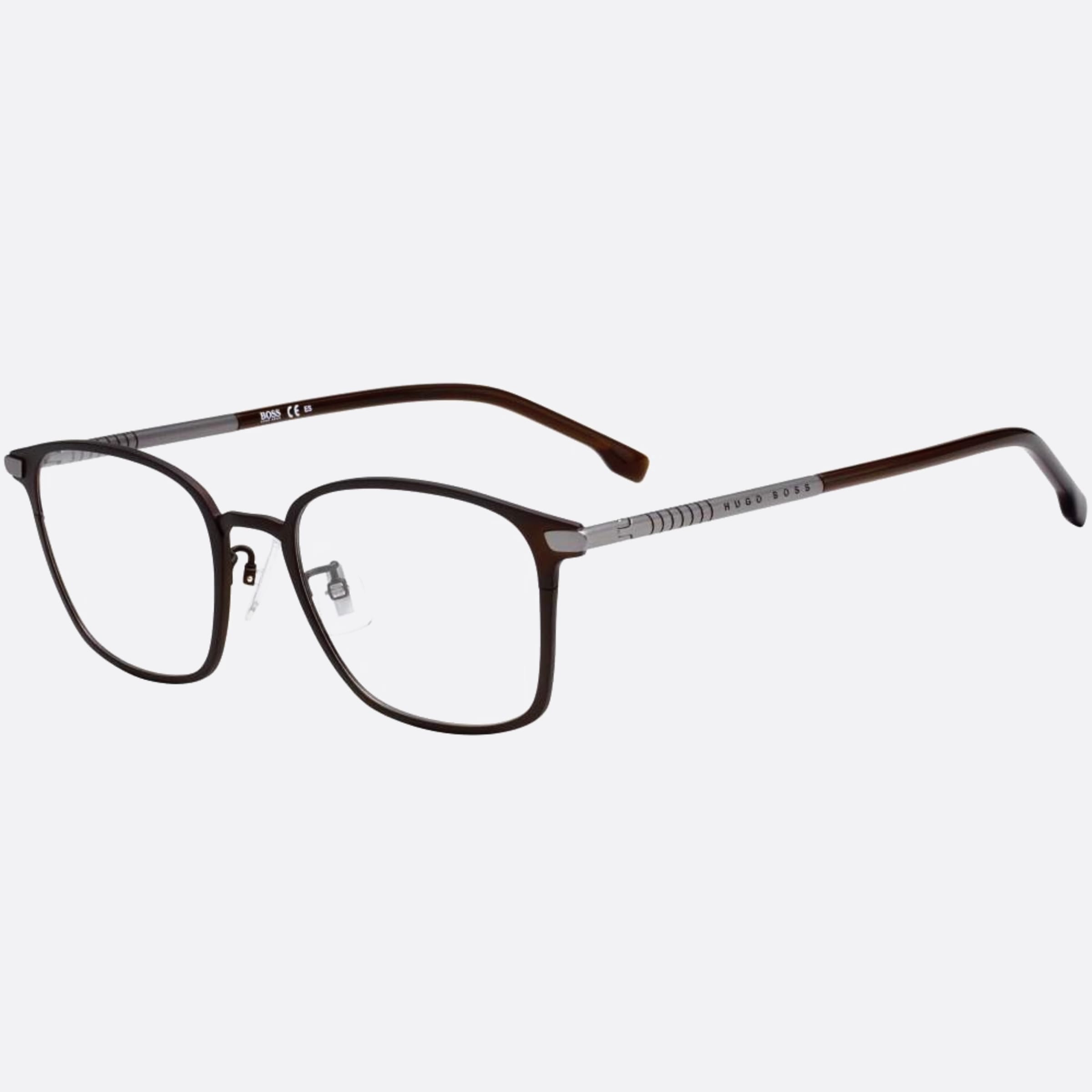 Boss 53mm Boss 4in Brown Geometric Men Eyeglasses - Side View