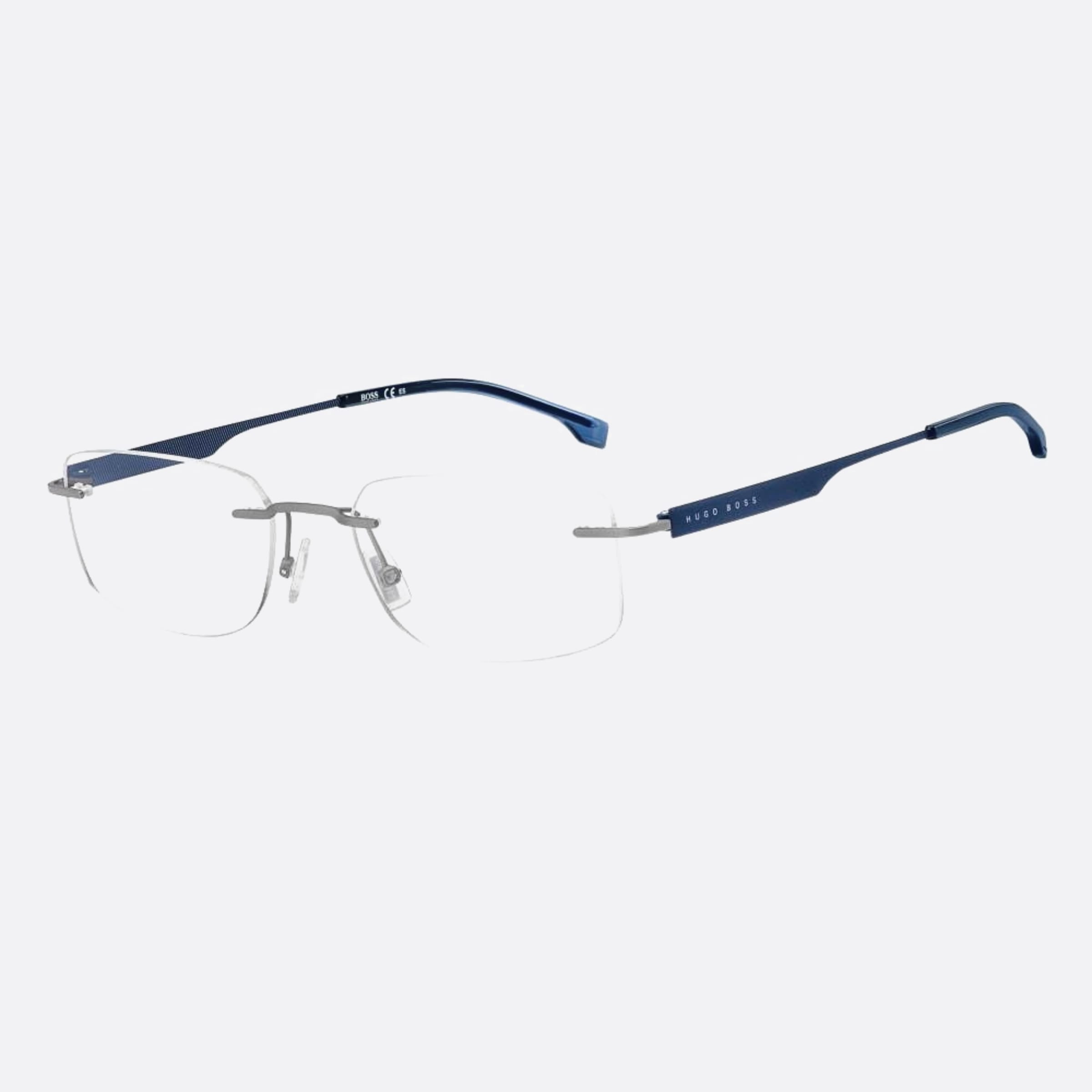 Boss 53mm Boss 9t9 Blue Geometric Men Eyeglasses - Side View