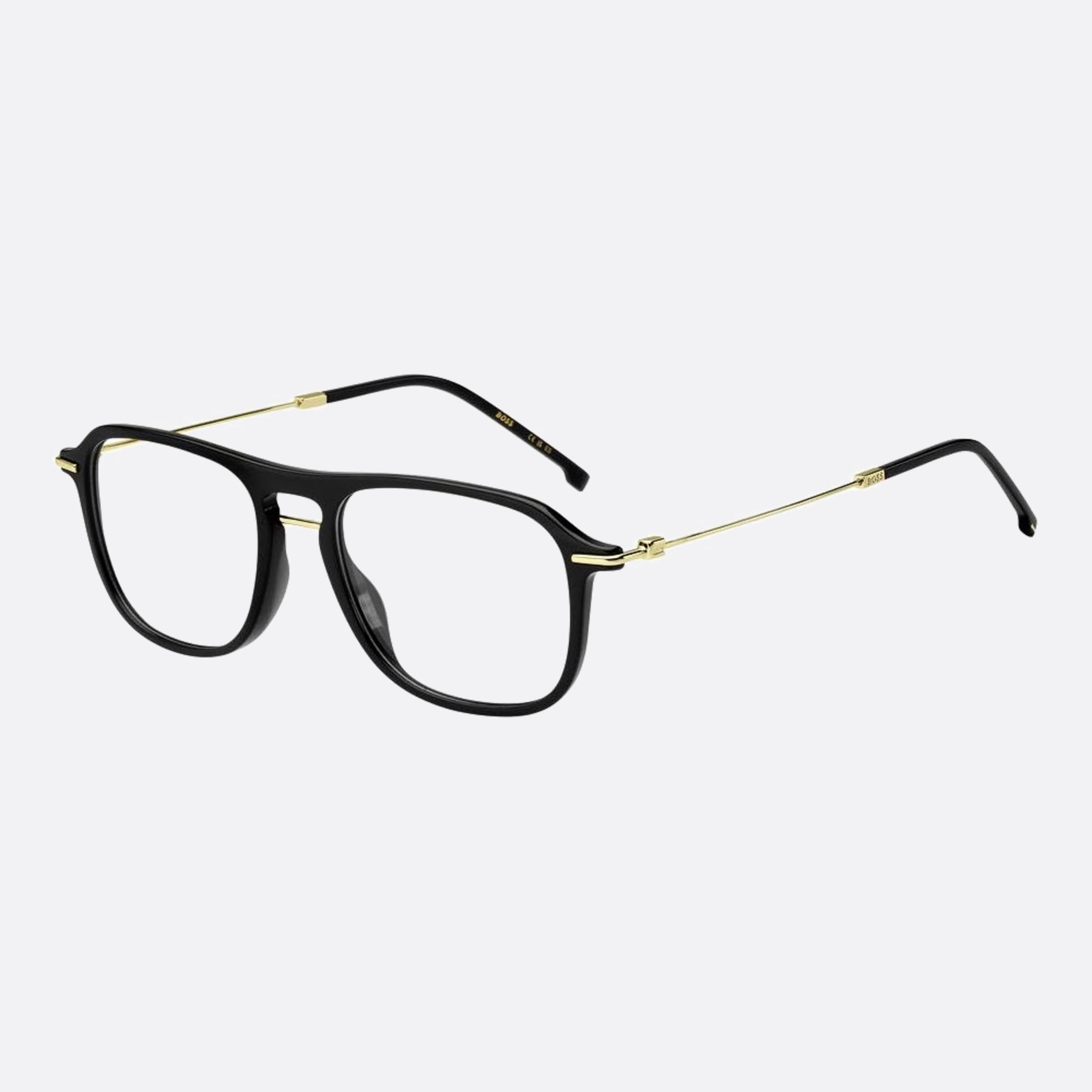 Boss 52mm Boss 2m2 Black Geometric Men Eyeglasses - Side View
