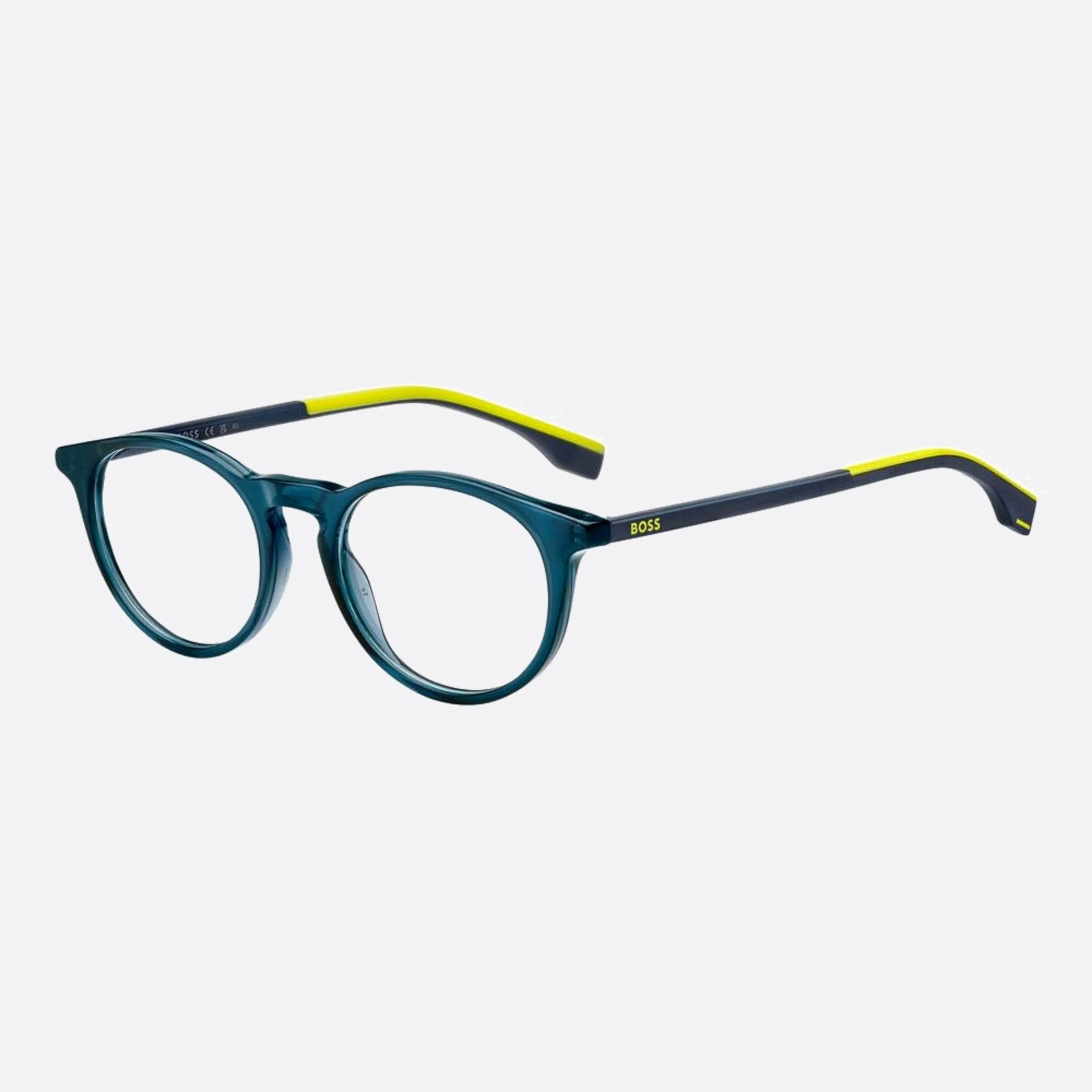 Boss 47mm Boss Dcd Blue Round Unisex Eyeglasses - Side View