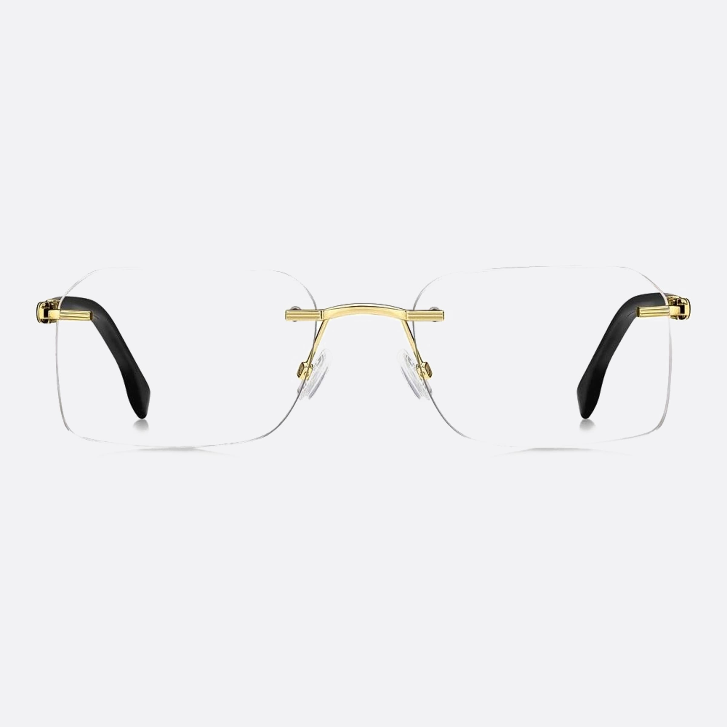 Boss 54mm Boss Rhl Gold Geometric Men Eyeglasses - Main View