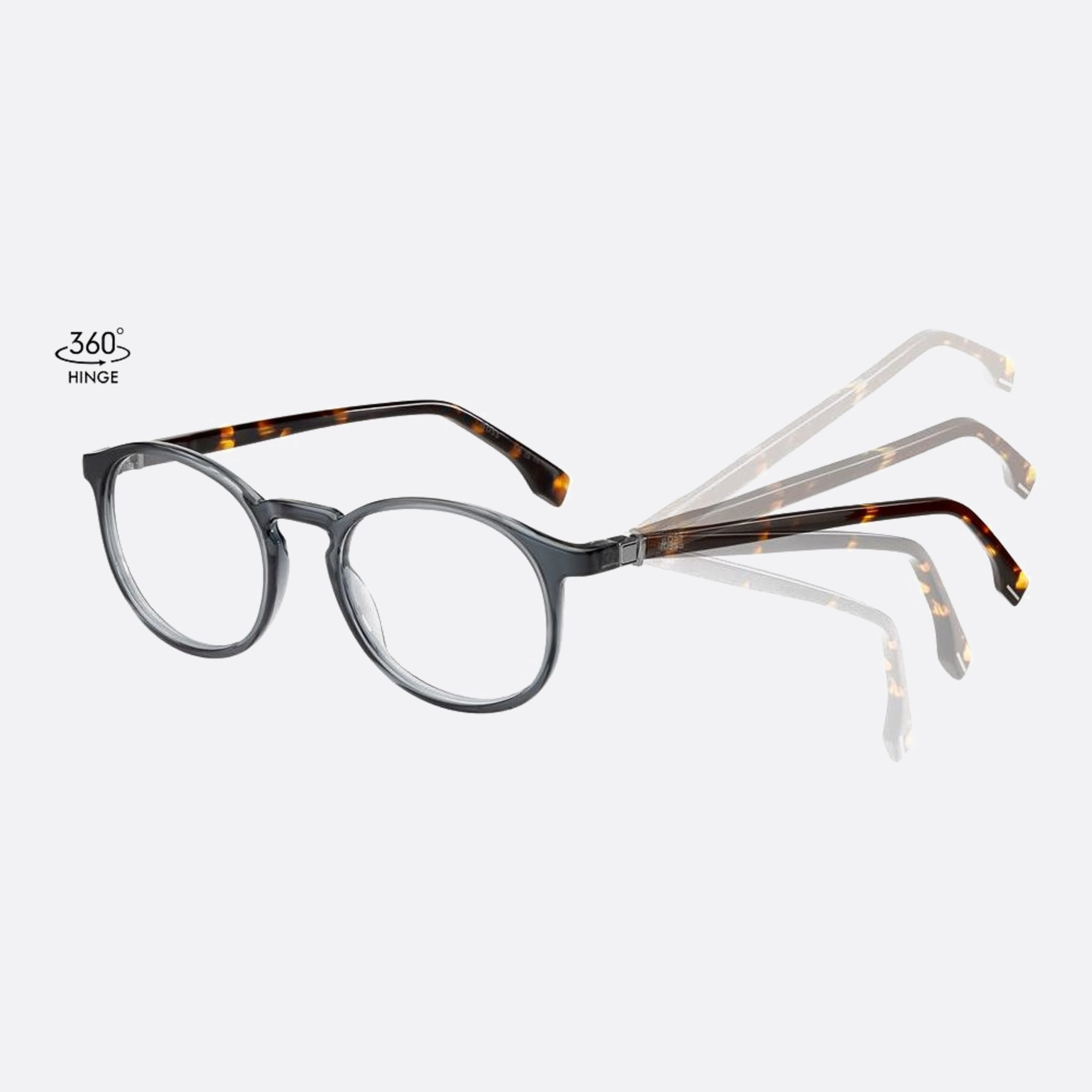 Boss 50mm Boss Aci Grey Geometric Men Eyeglasses - Detail View