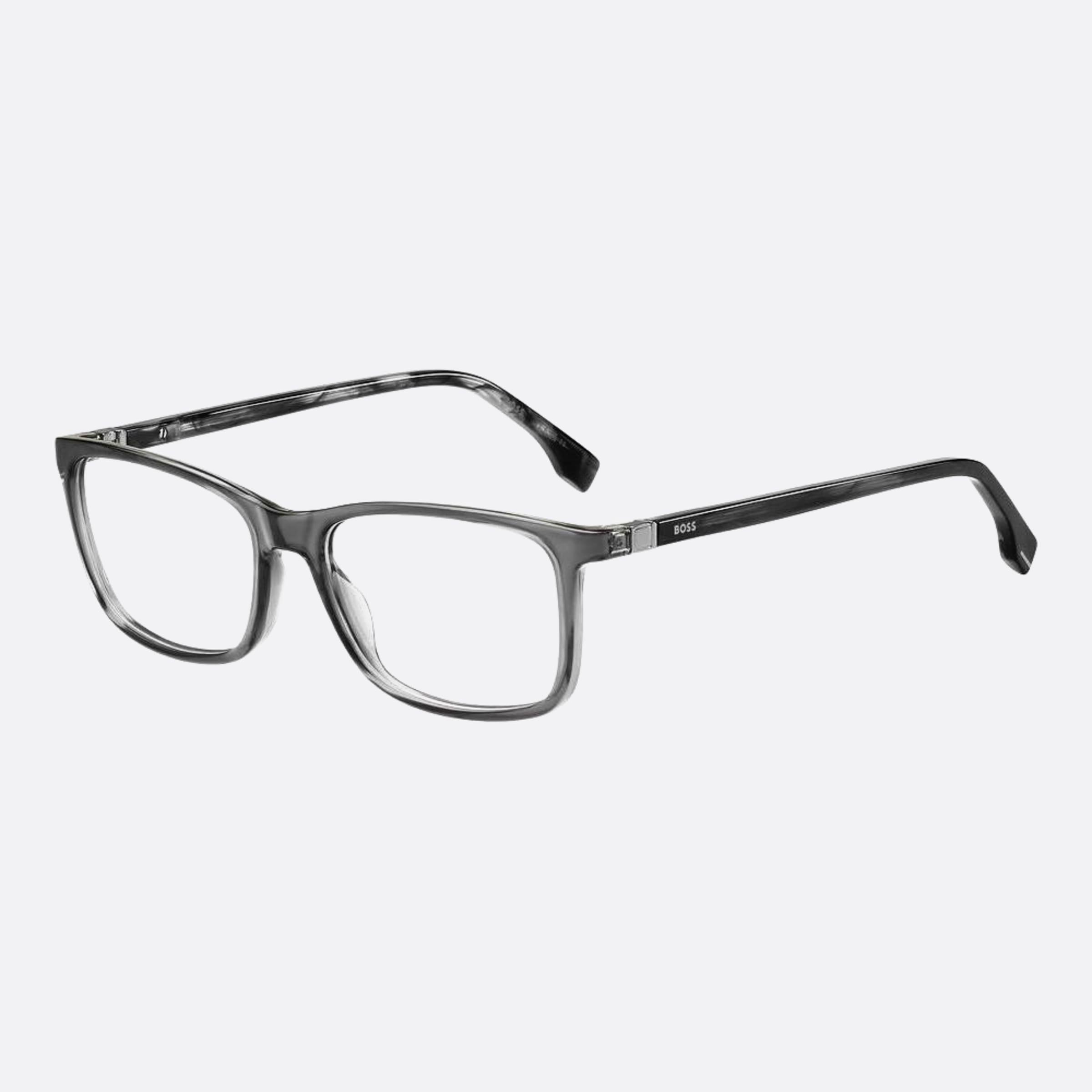 Boss 56mm Boss E66 Black Geometric Men Eyeglasses - Side View