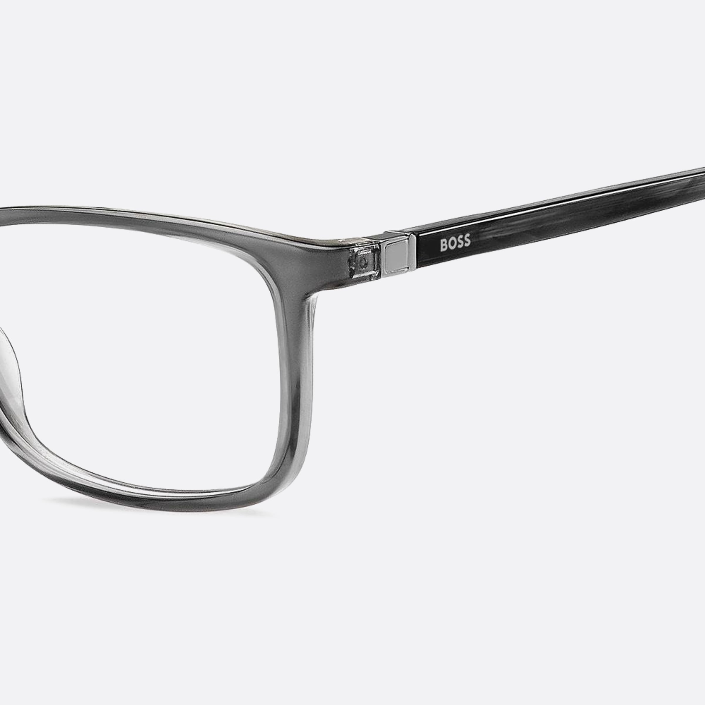 Boss 56mm Boss E66 Black Geometric Men Eyeglasses - Detail View