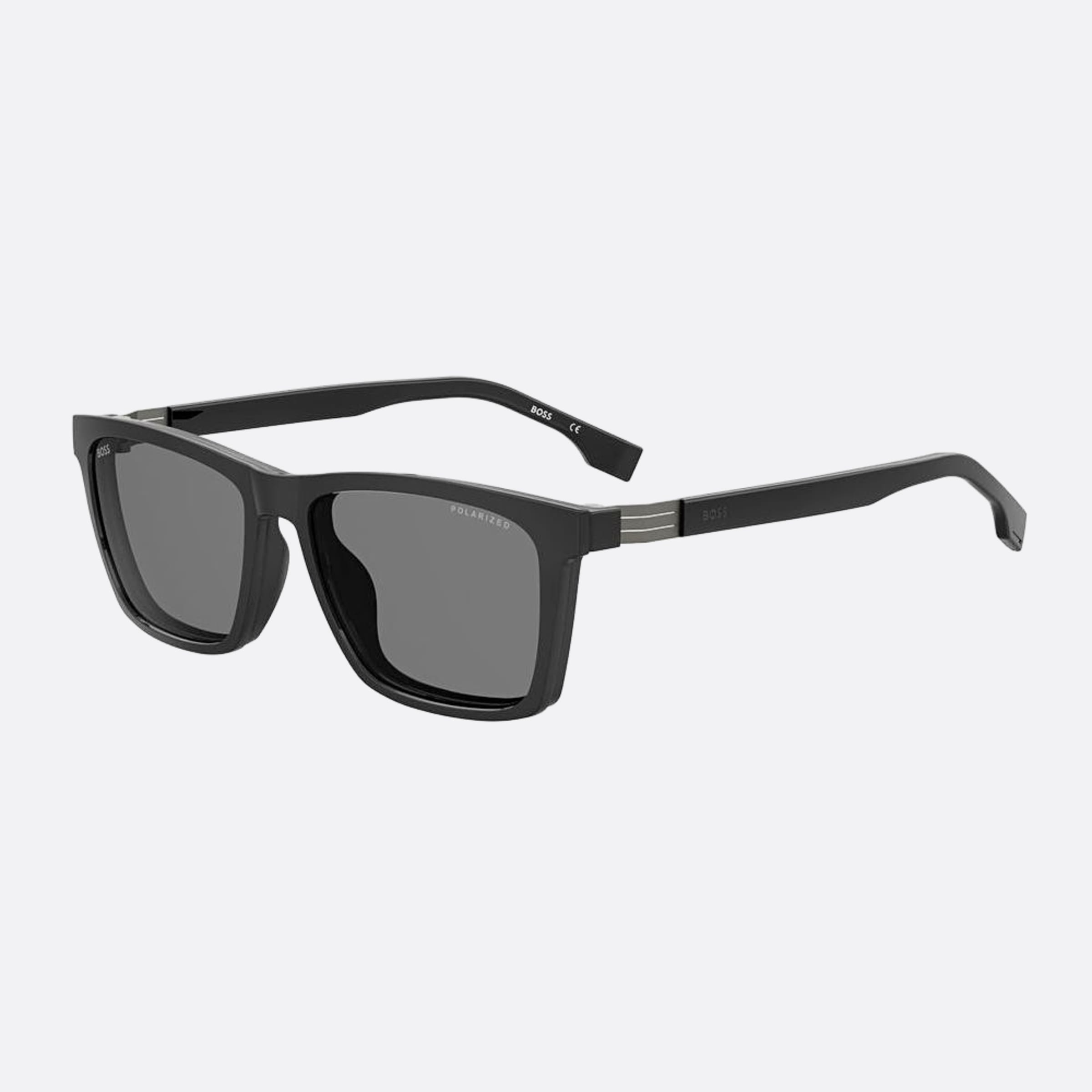 Boss 56mm Boss Black Squared Polarized Men Sunglasses - Side View