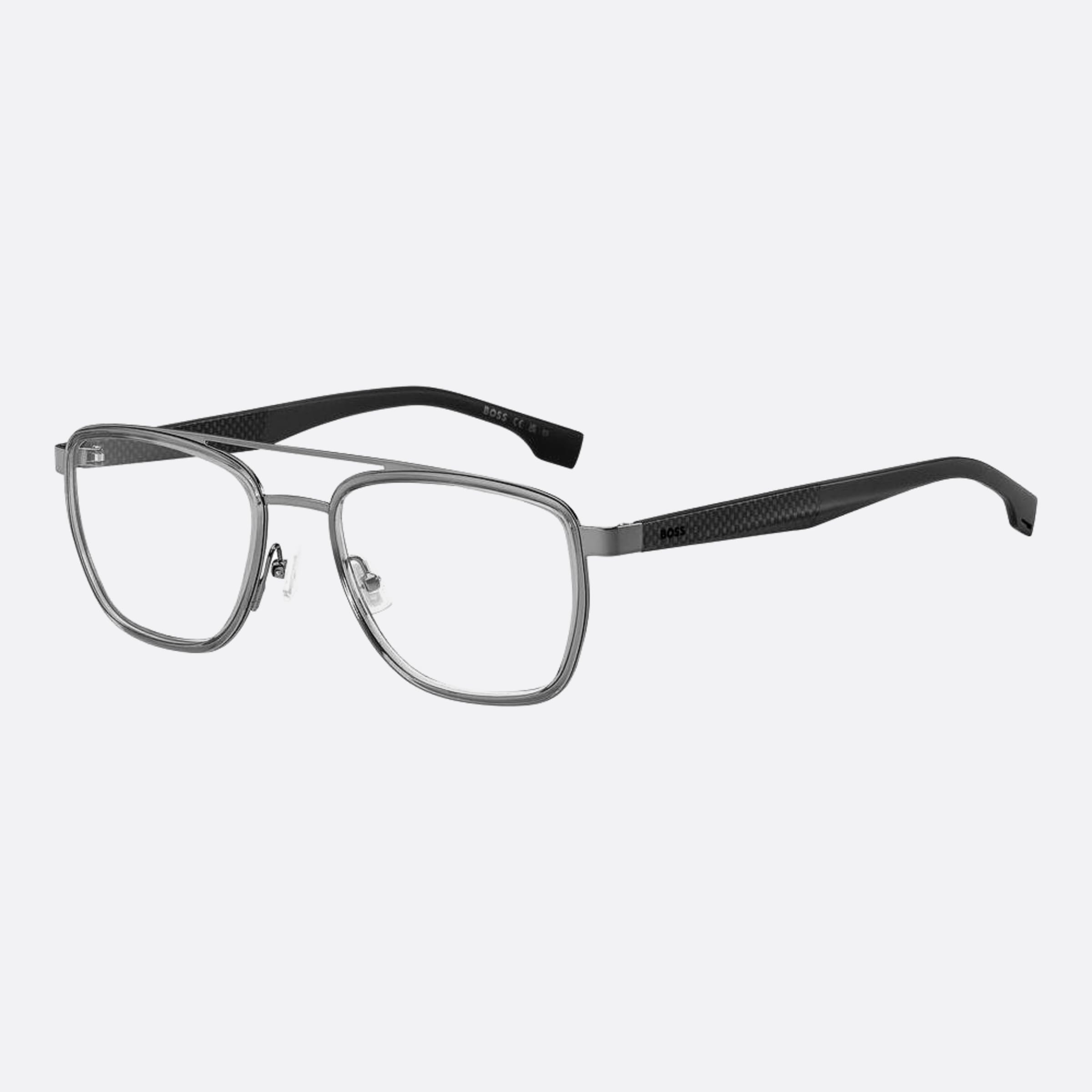 Boss 55mm Boss Hek Grey Geometric Men Eyeglasses - Side View