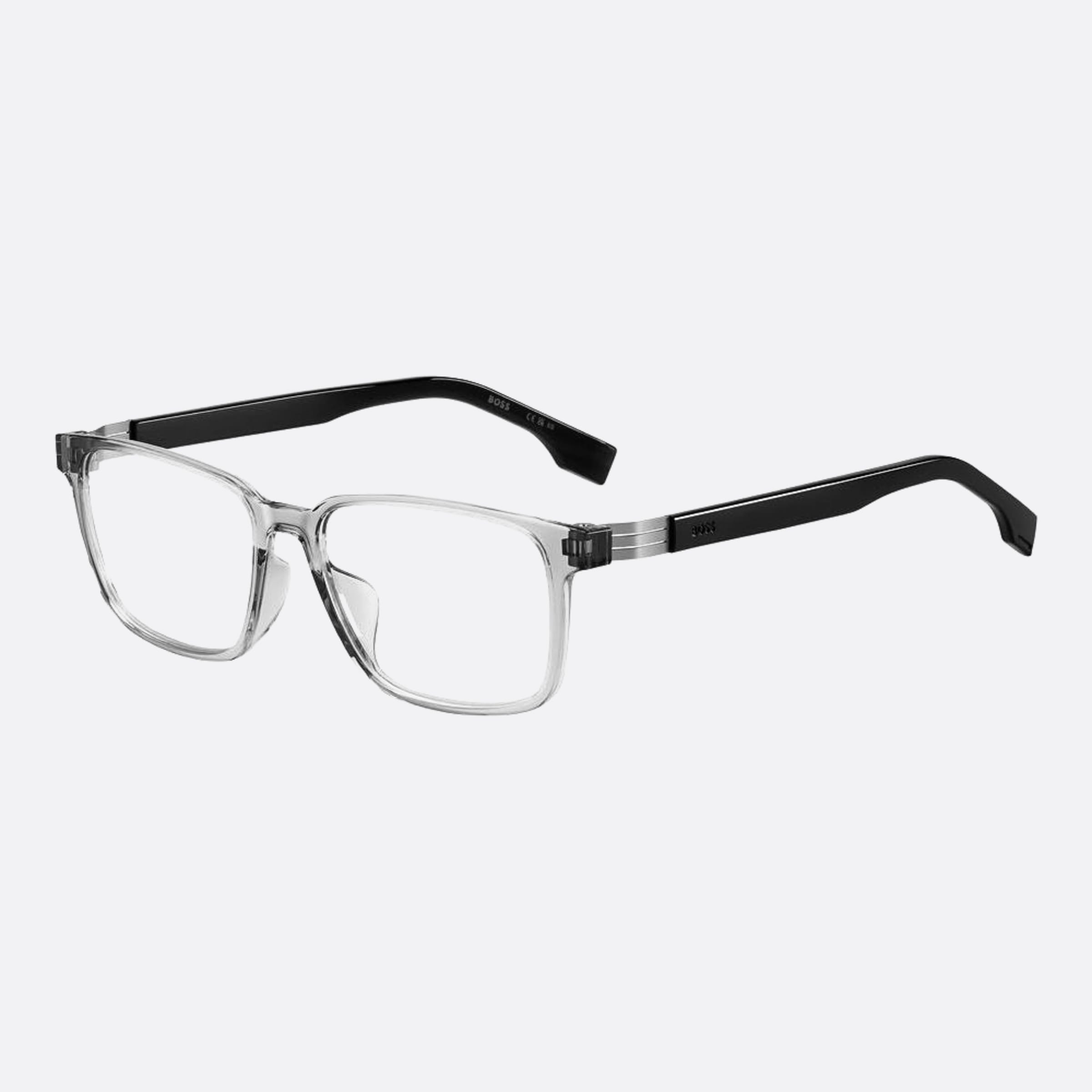 Boss 55mm Boss R6s Grey Geometric Men Eyeglasses - Side View